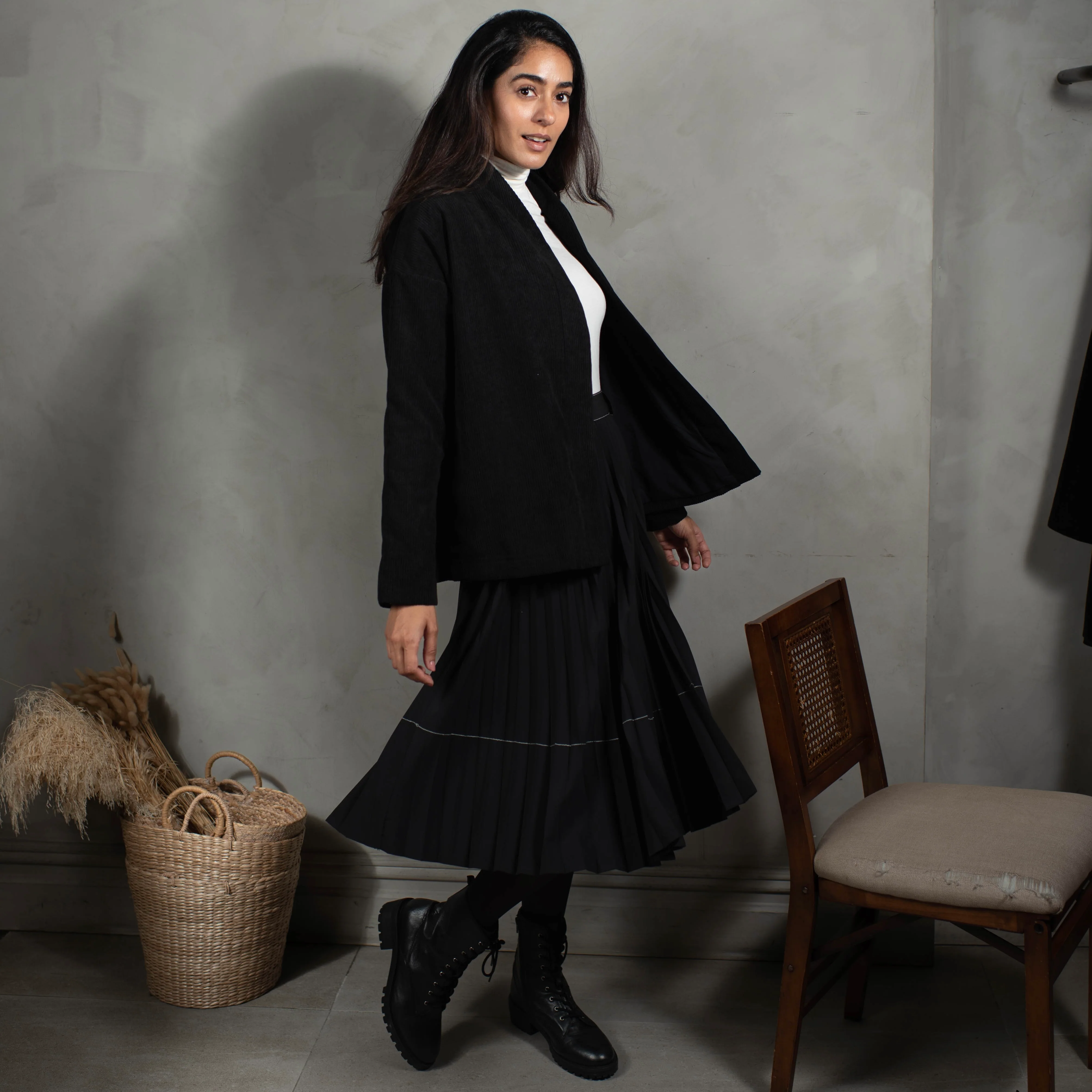 Stitched Pleated Skirt | Black [Final Sale] - Image 5