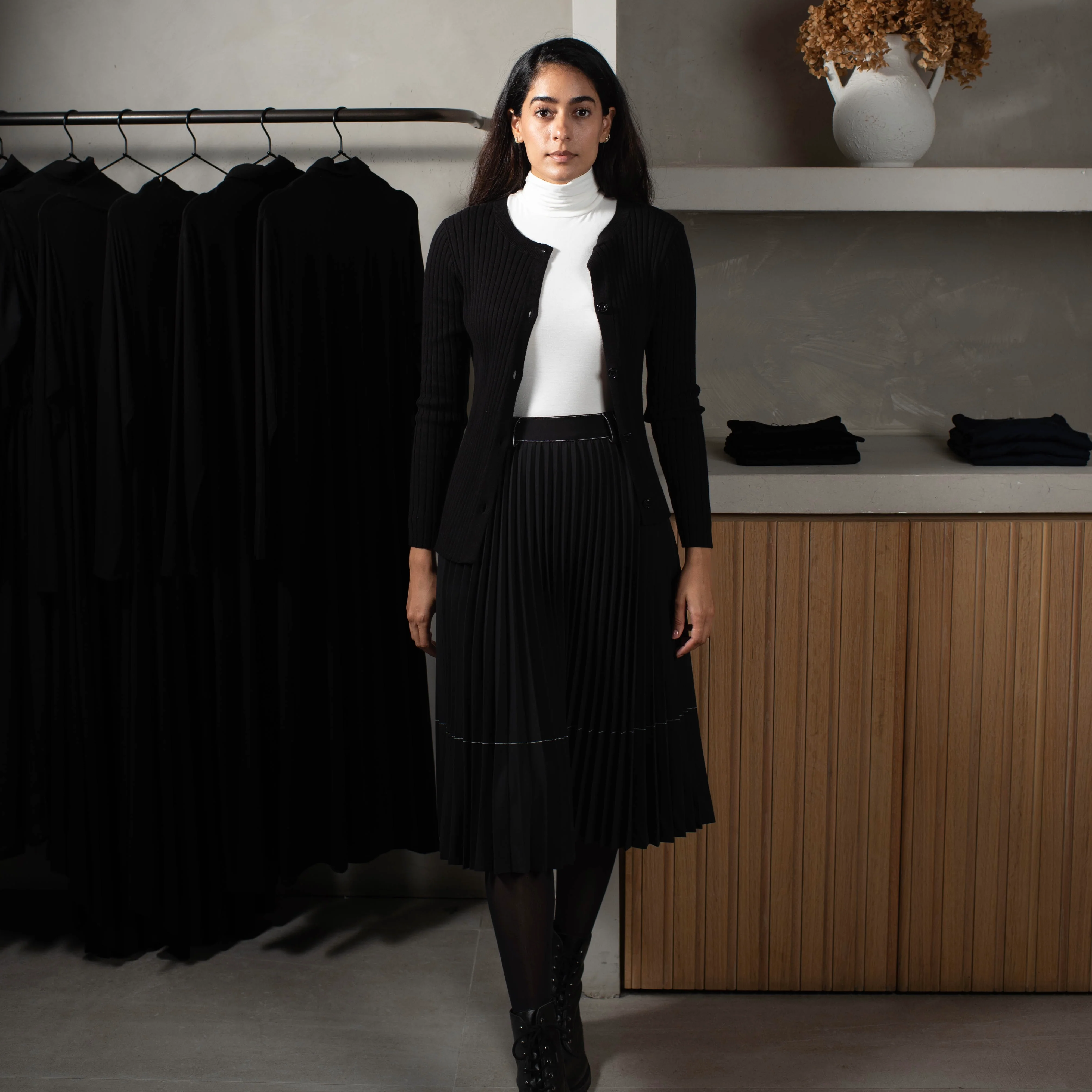 Stitched Pleated Skirt | Black [Final Sale] - Image 6