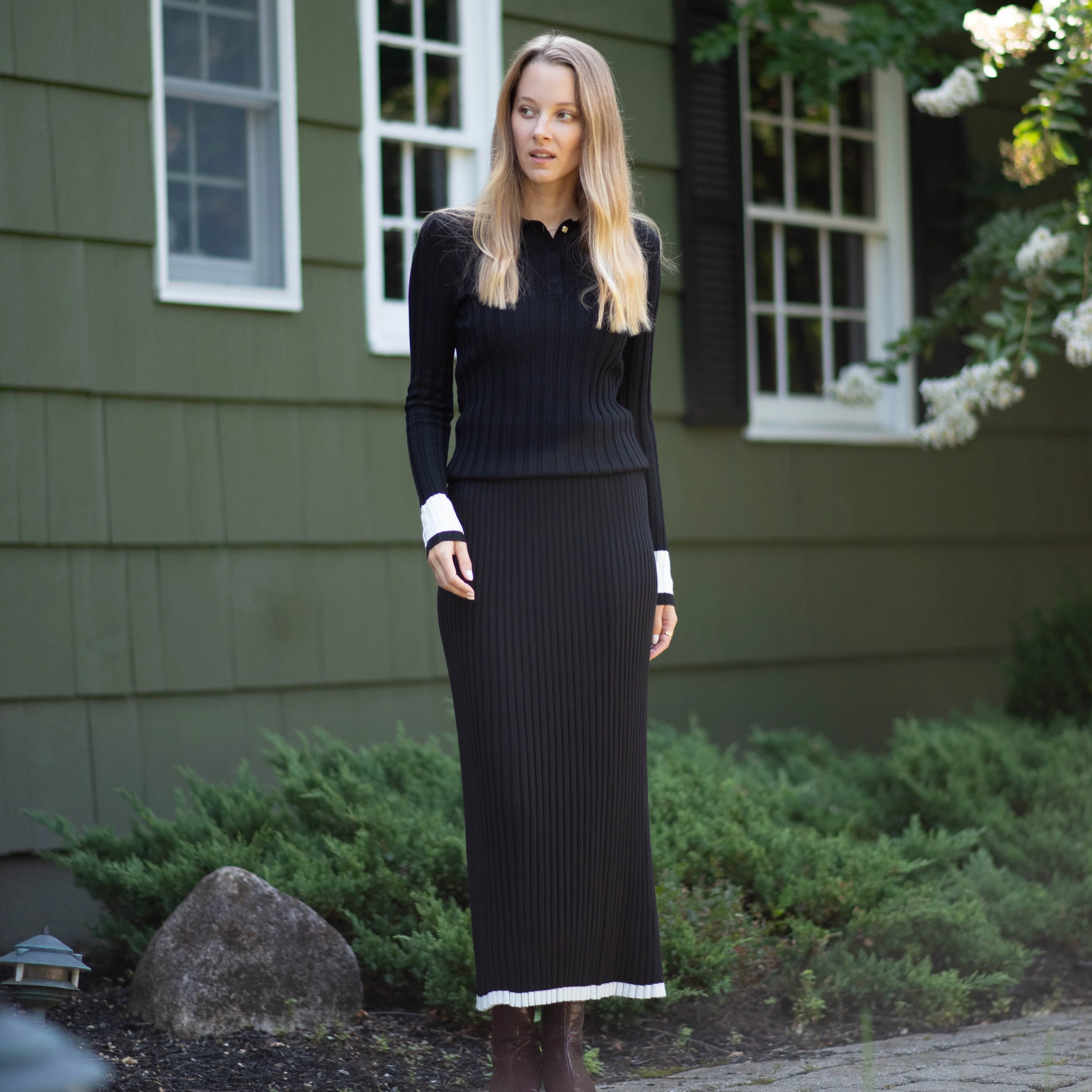 Contrast Knit Skirt | Black [Final Sale] - Image 3