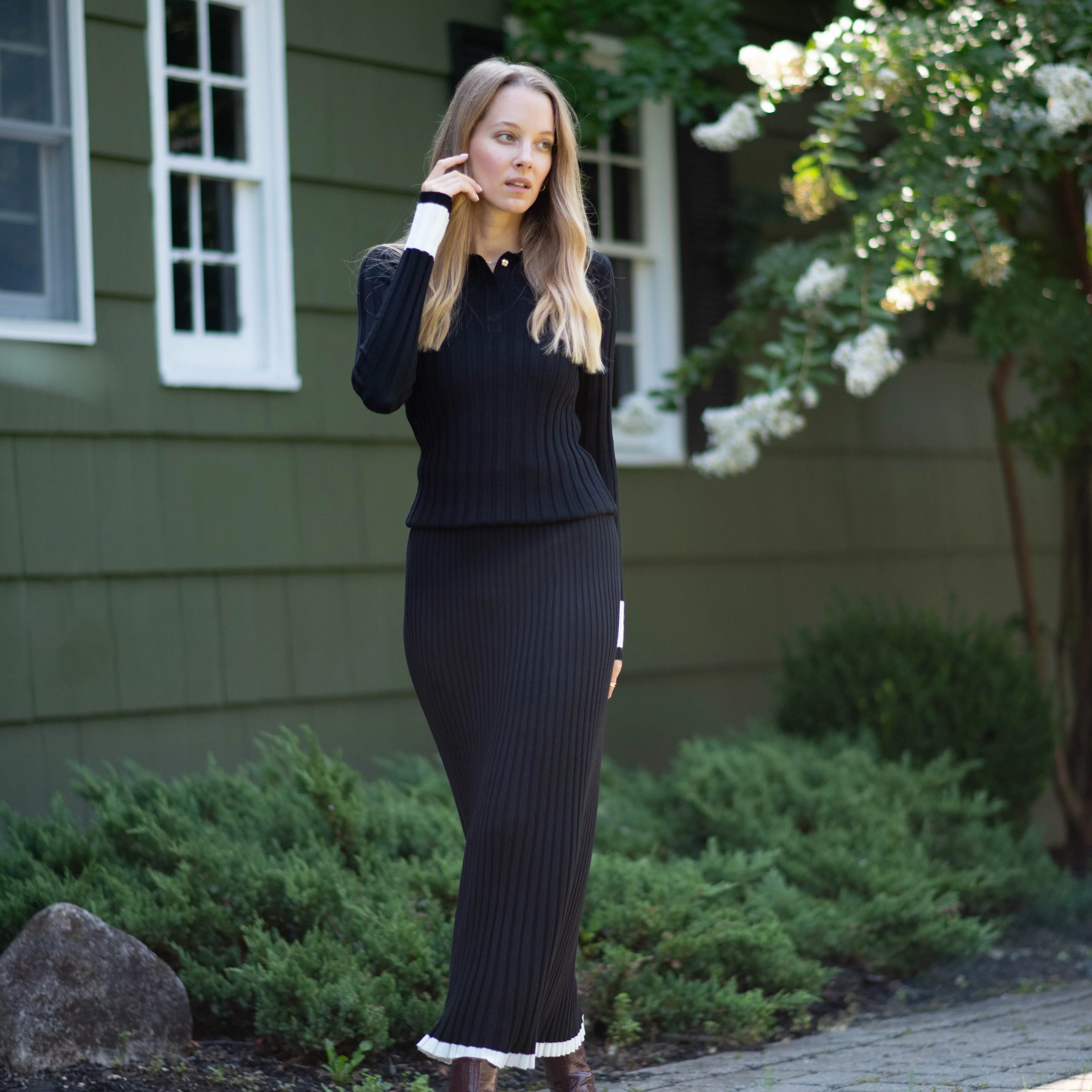 Contrast Knit Skirt | Black [Final Sale] - Image 4