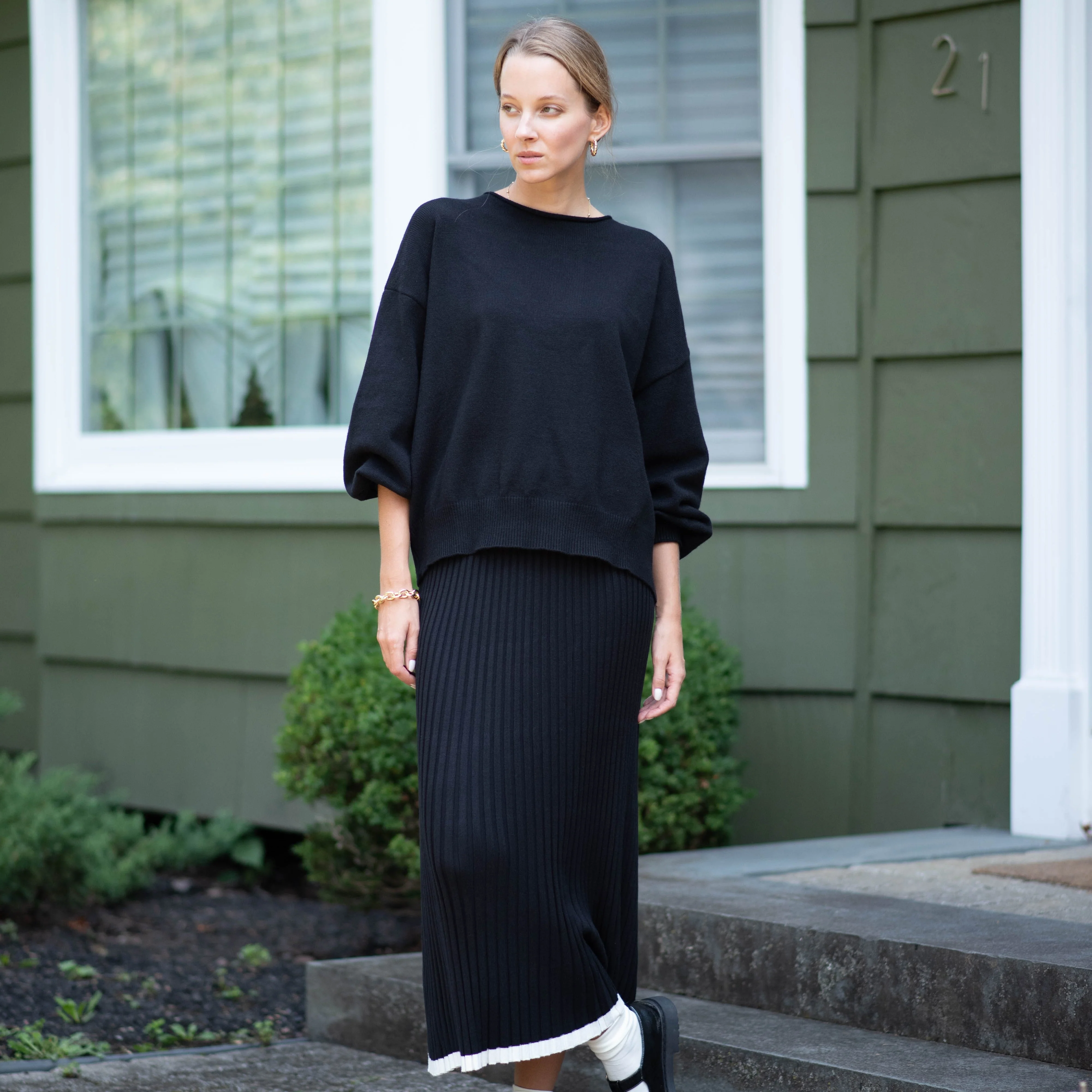 Contrast Knit Skirt | Black [Final Sale] - Image 5