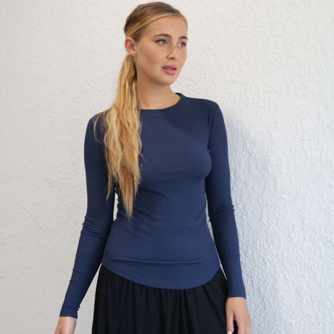 Ribbed Crewneck Tee | Navy - Image 6