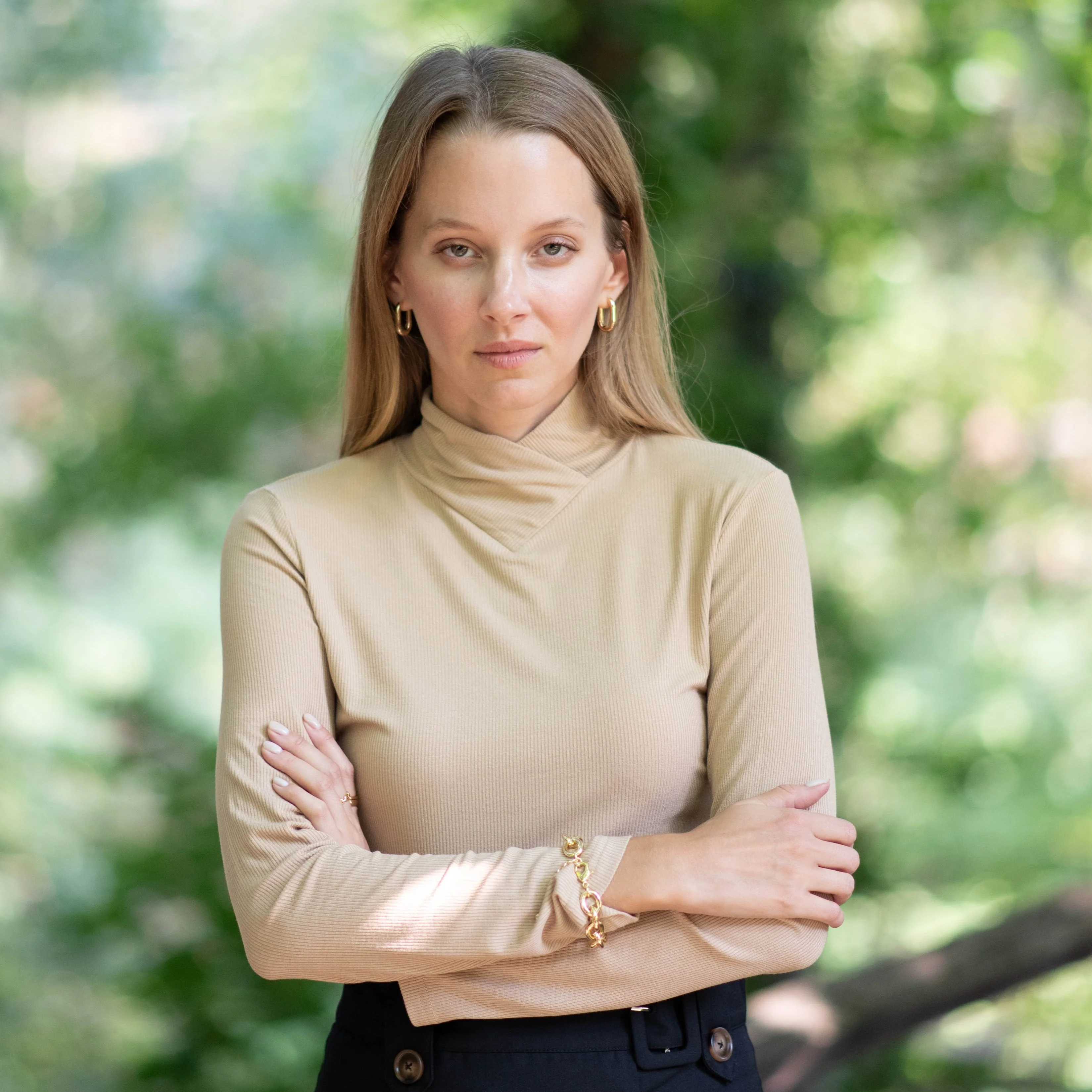 Tulip Ribbed Turtleneck | Beige [Final Sale] - Image 2