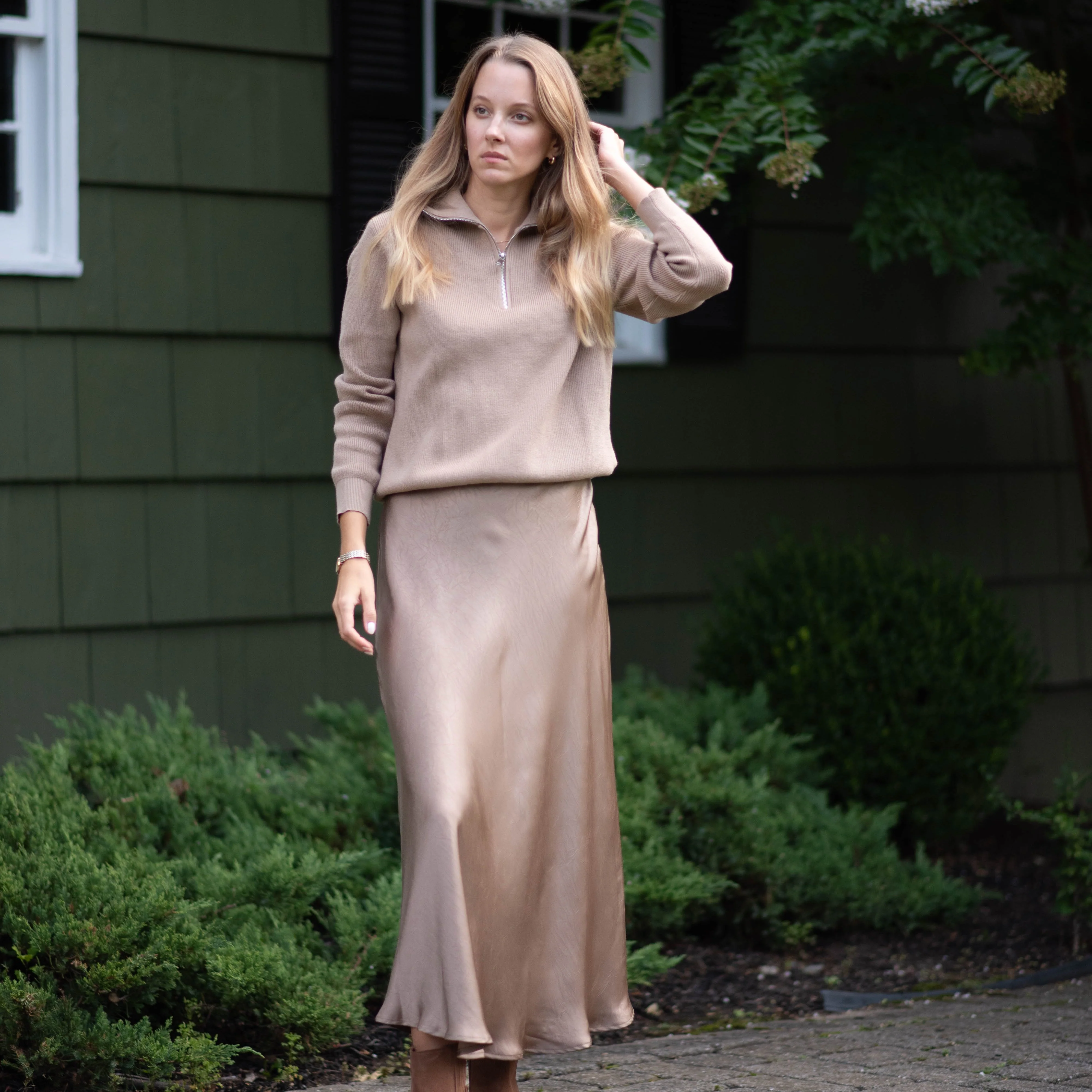 Crinkle Slip Skirt | Camel [Final Sale] - Image 3