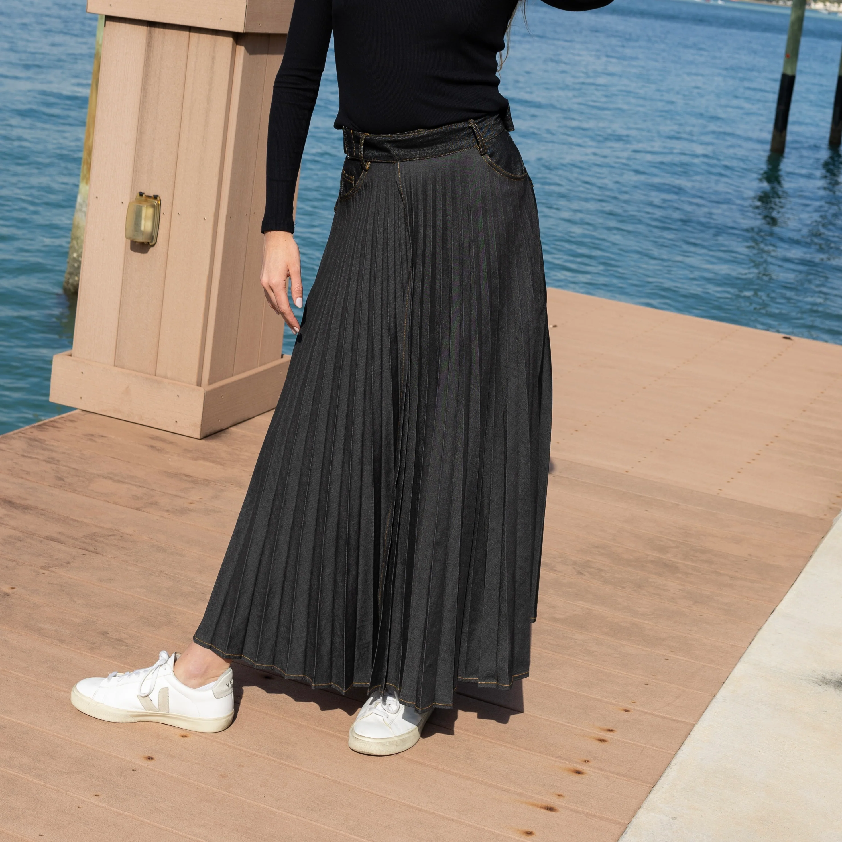 Denim Wrap Skirt | Black [Final Sale] - Image 2