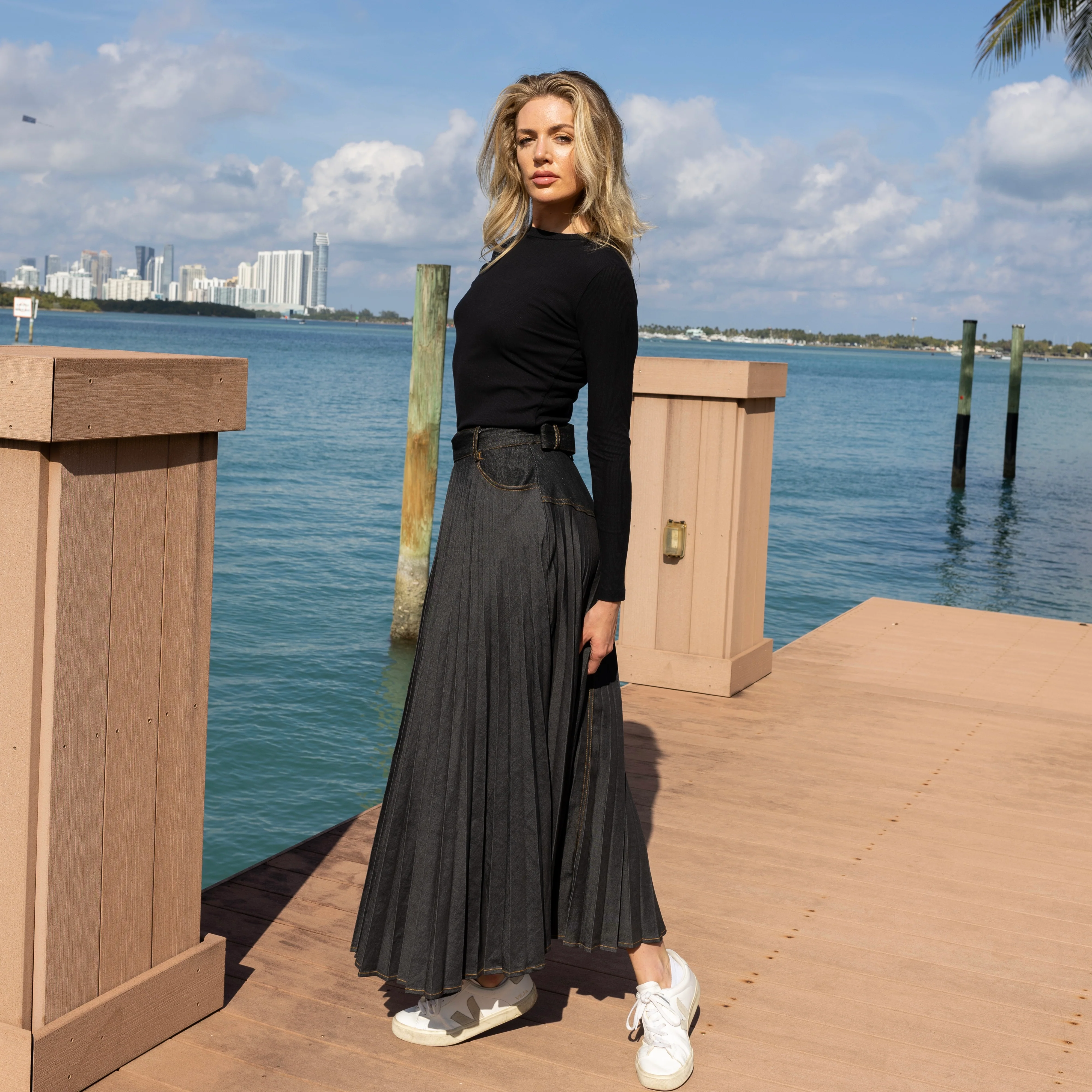 Denim Wrap Skirt | Black [Final Sale] - Image 7