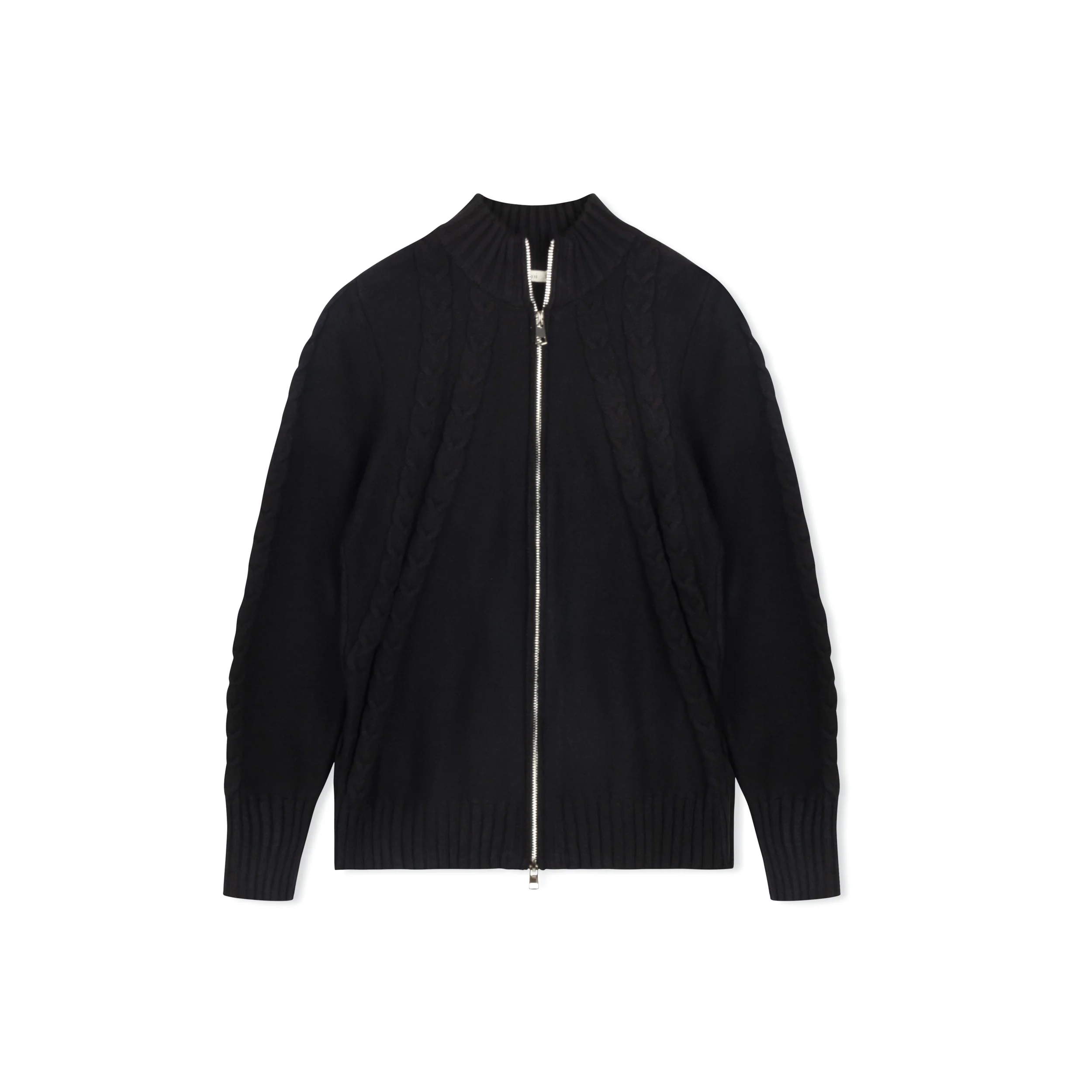 Double Zip Cable Sweater | Black