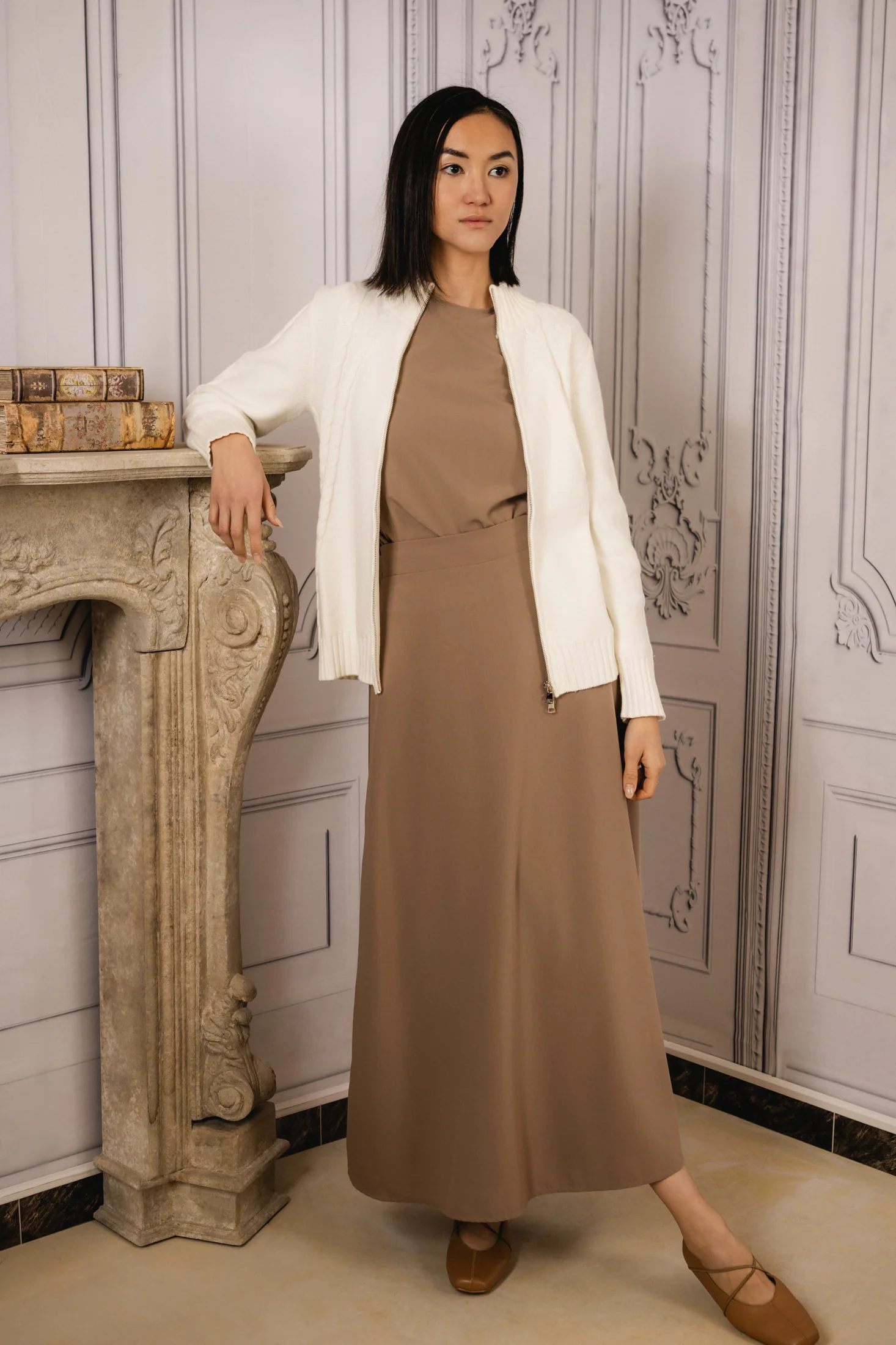 Double Zip Cable Sweater | White - Image 3