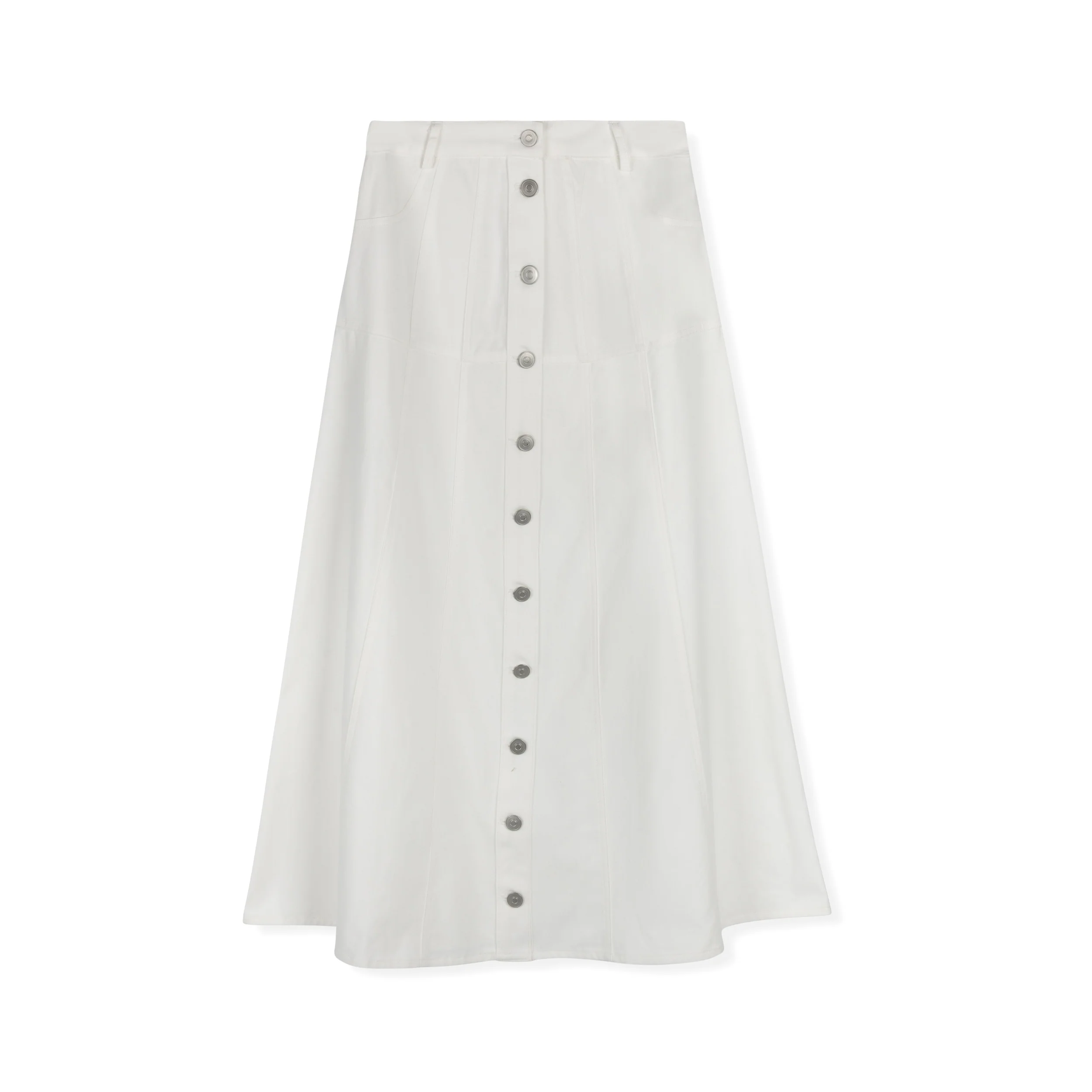Estelle Button-Down Skirt | Denim White