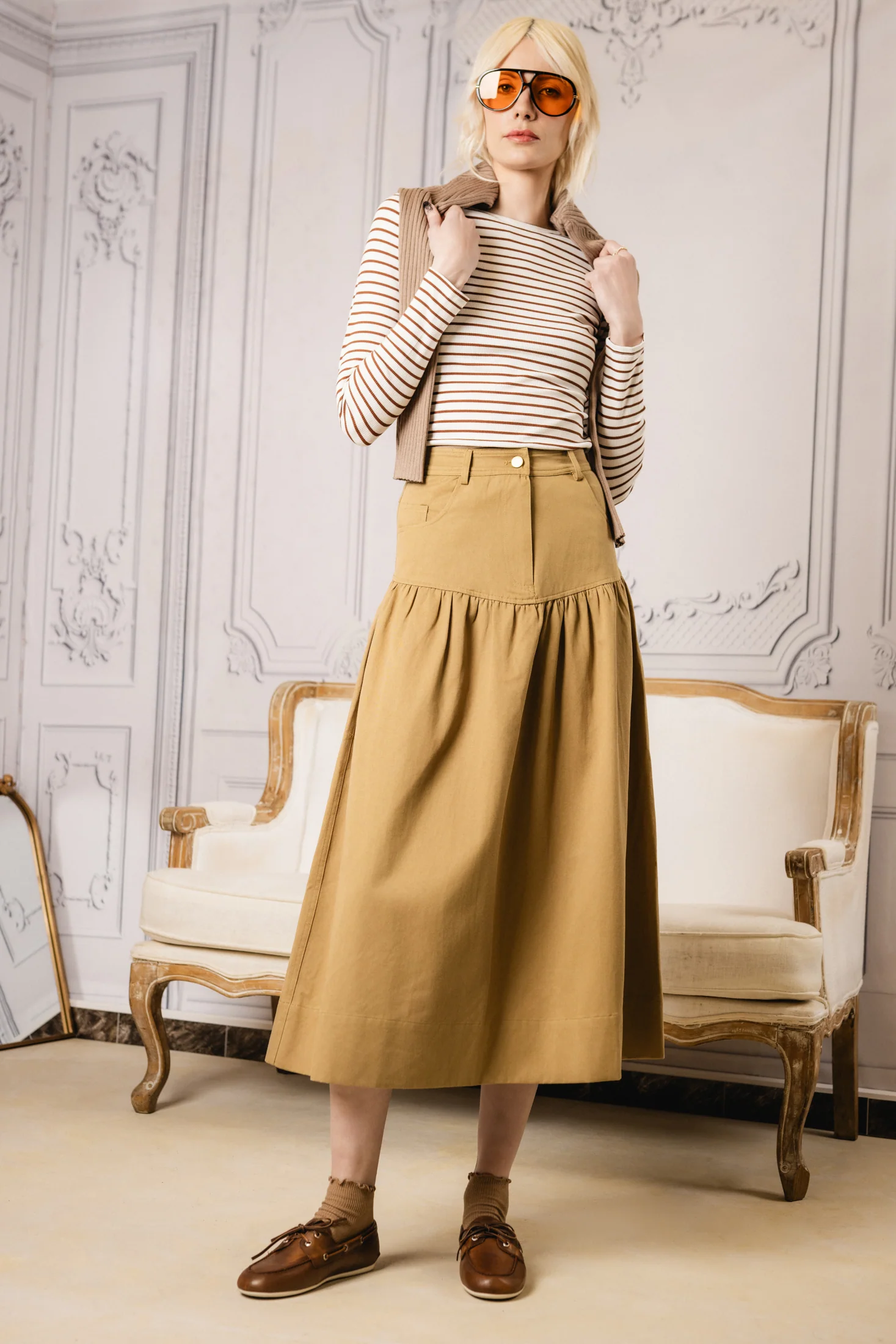 Clara Maxi Skirt  | Denim Brown - Image 3