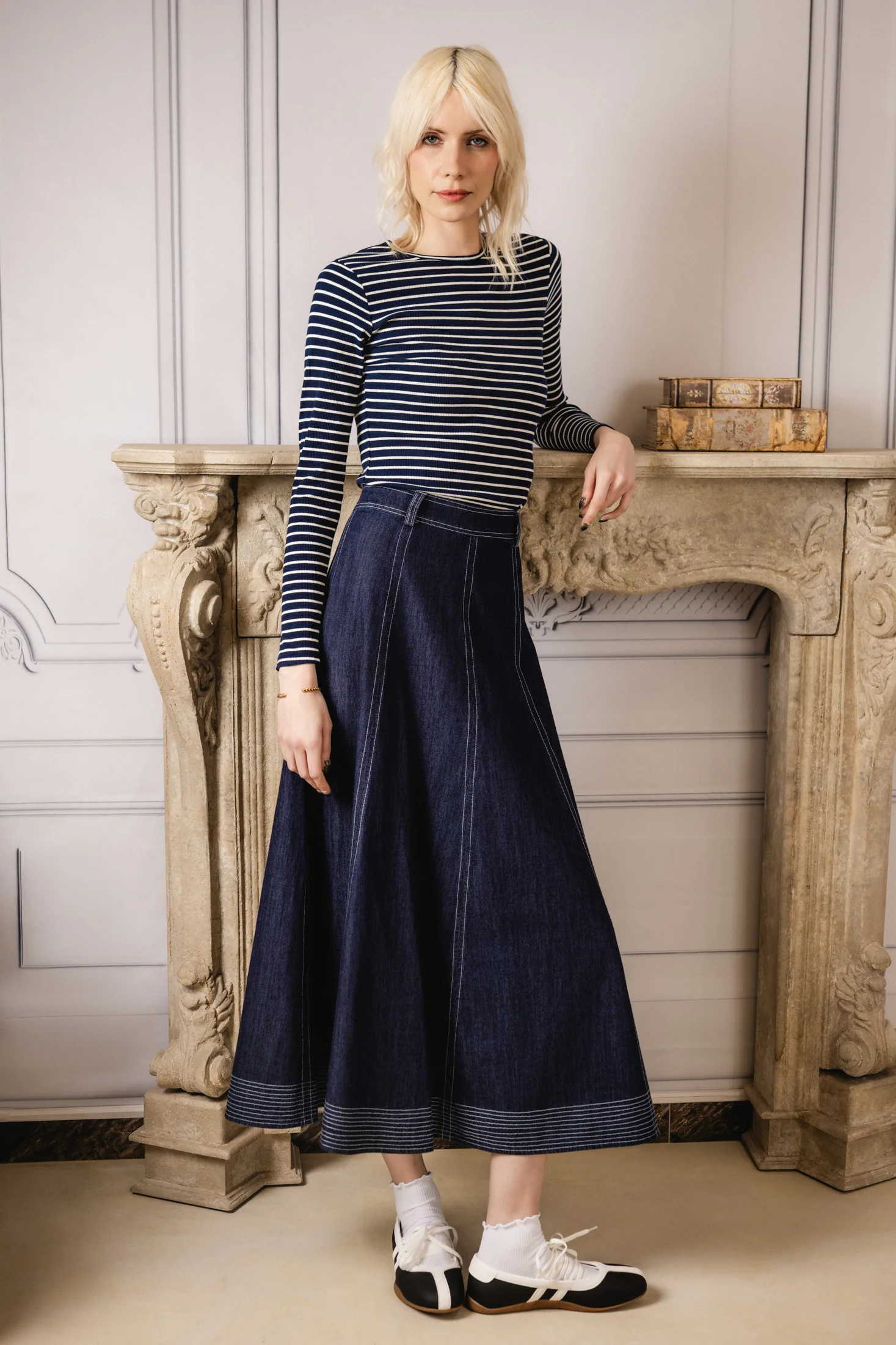 Stitched Denim Maxi | Dark Navy - Image 3