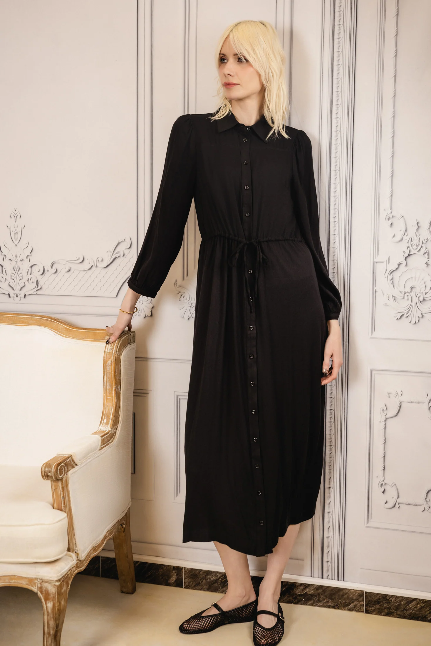 Evie Maxi Shirtdress | Black - Image 3