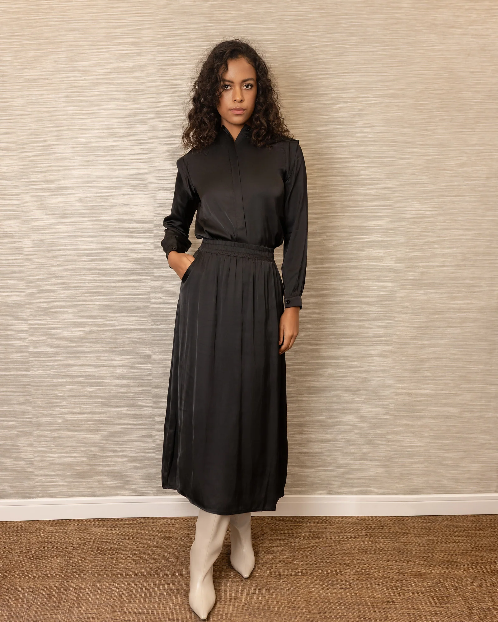 Frida Satin Skirt| Black [Final Sale] - Image 4