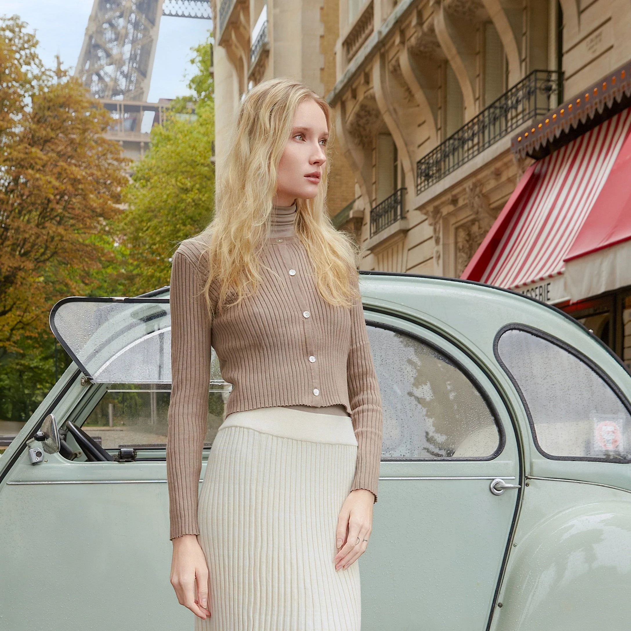 Knit Cardigan | Taupe - Image 4