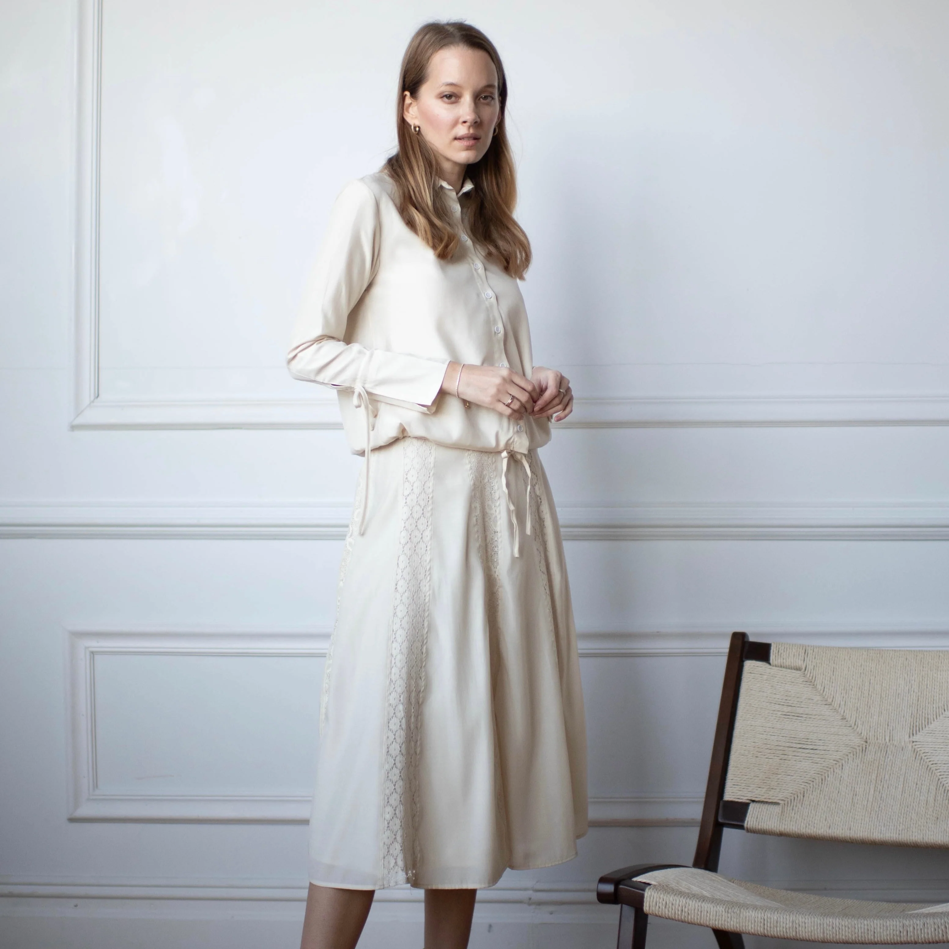 Lace Panel Skirt | Cream [Final Sale] - Image 3