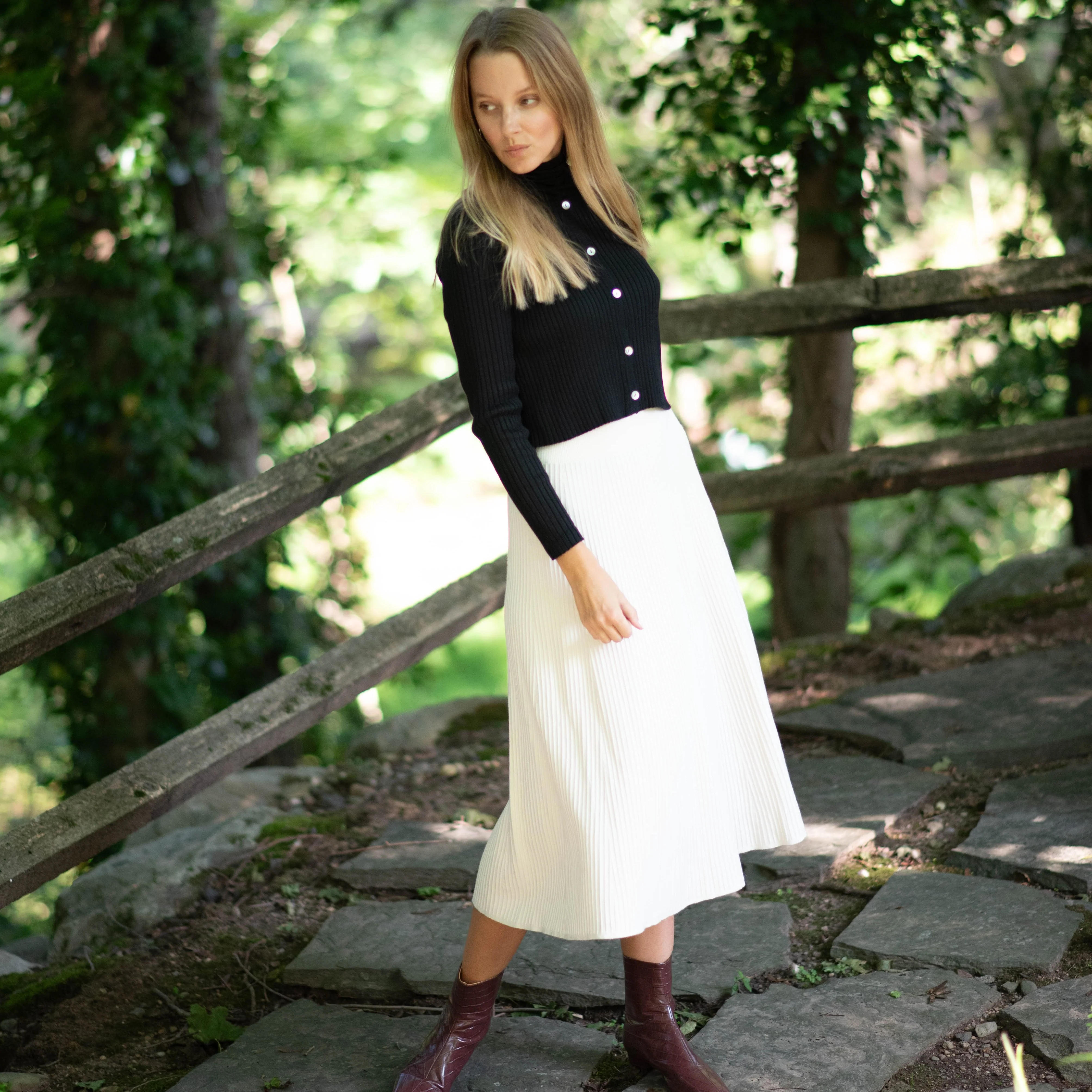 Midi Knit Skirt | Cream [Final Sale] - Image 7