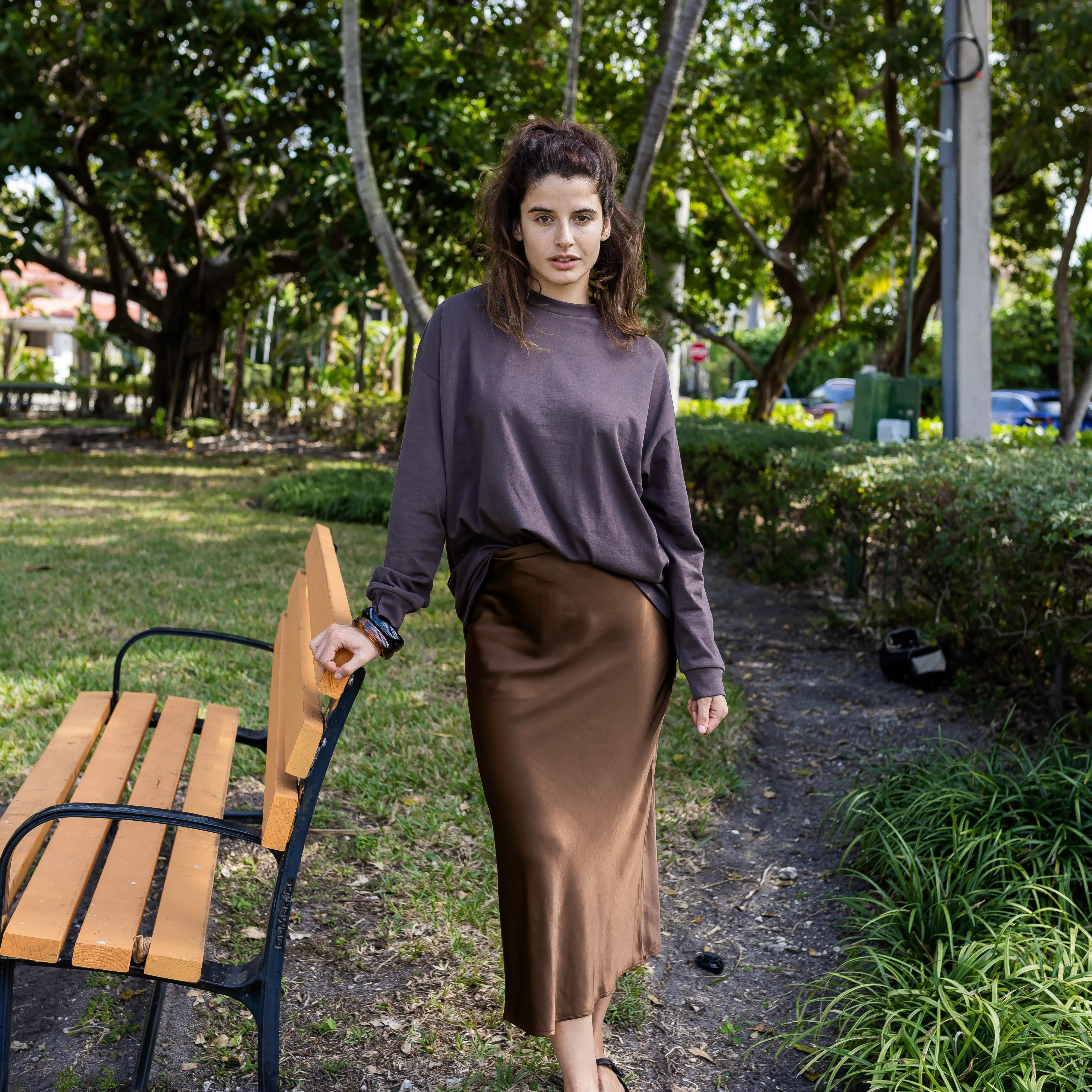 Midi Slip Skirt | Chocolate [Final Sale] - Image 4