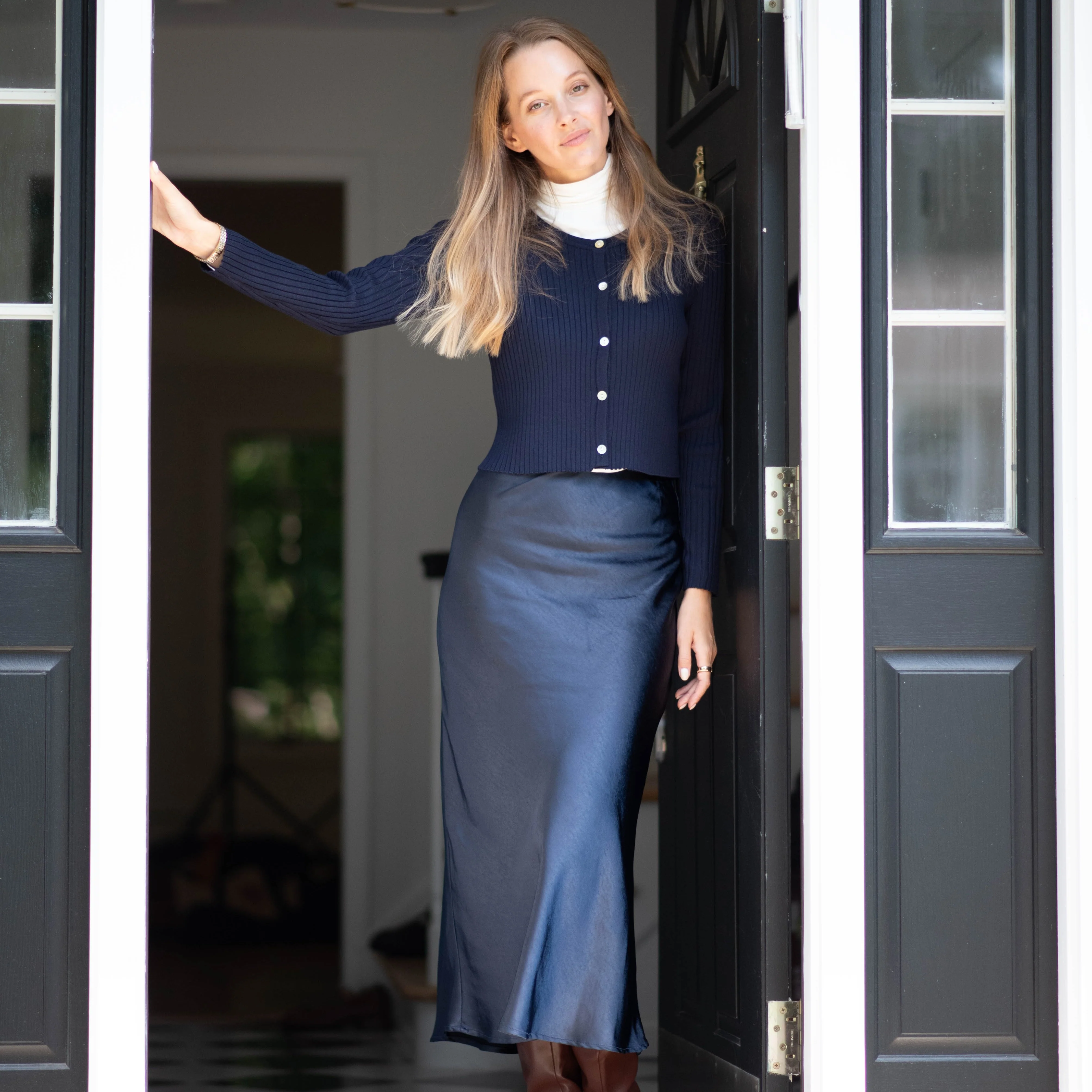 Midi Slip Skirt | Navy [Final Sale] - Image 3