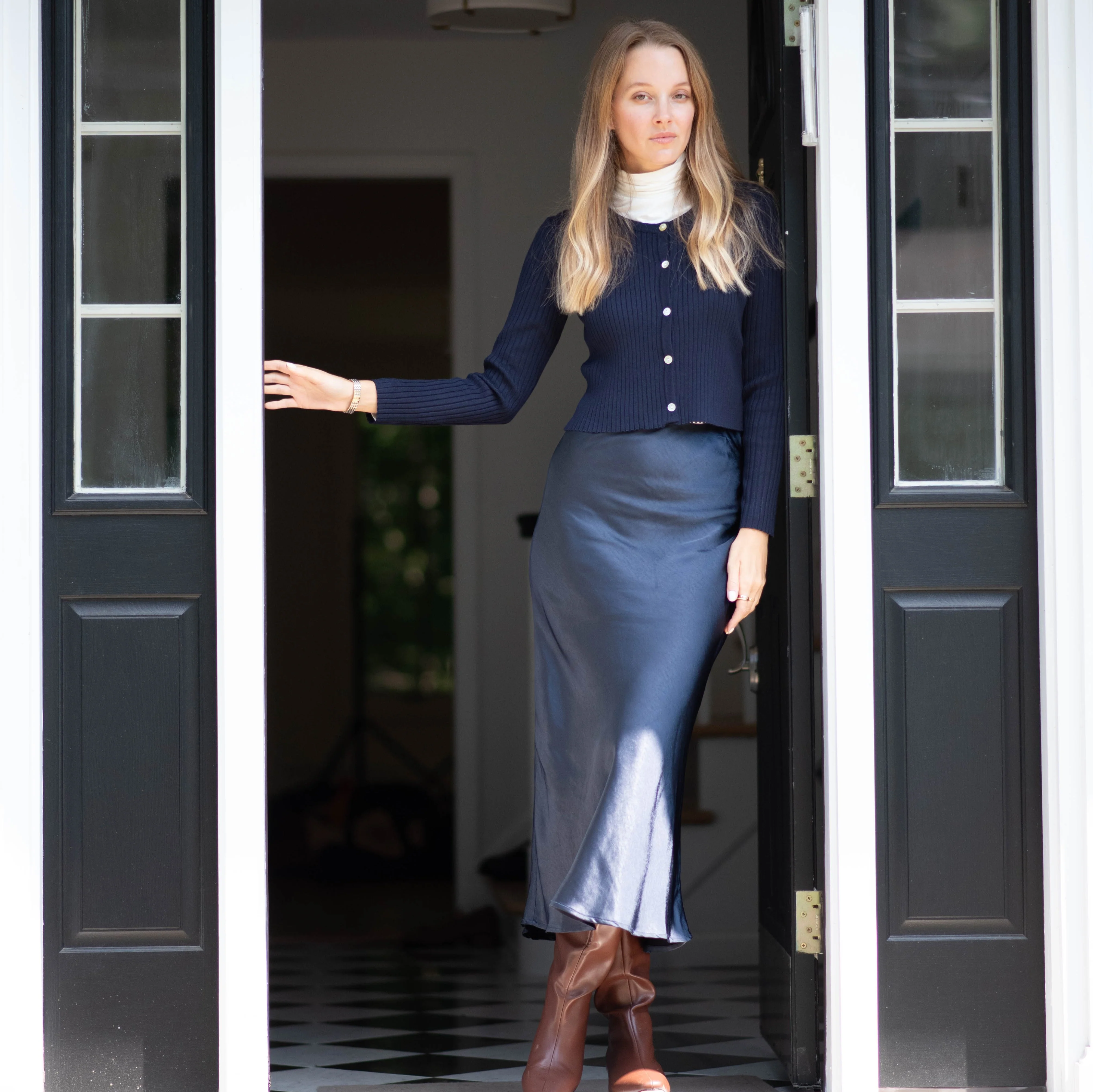 Midi Slip Skirt | Navy [Final Sale] - Image 4