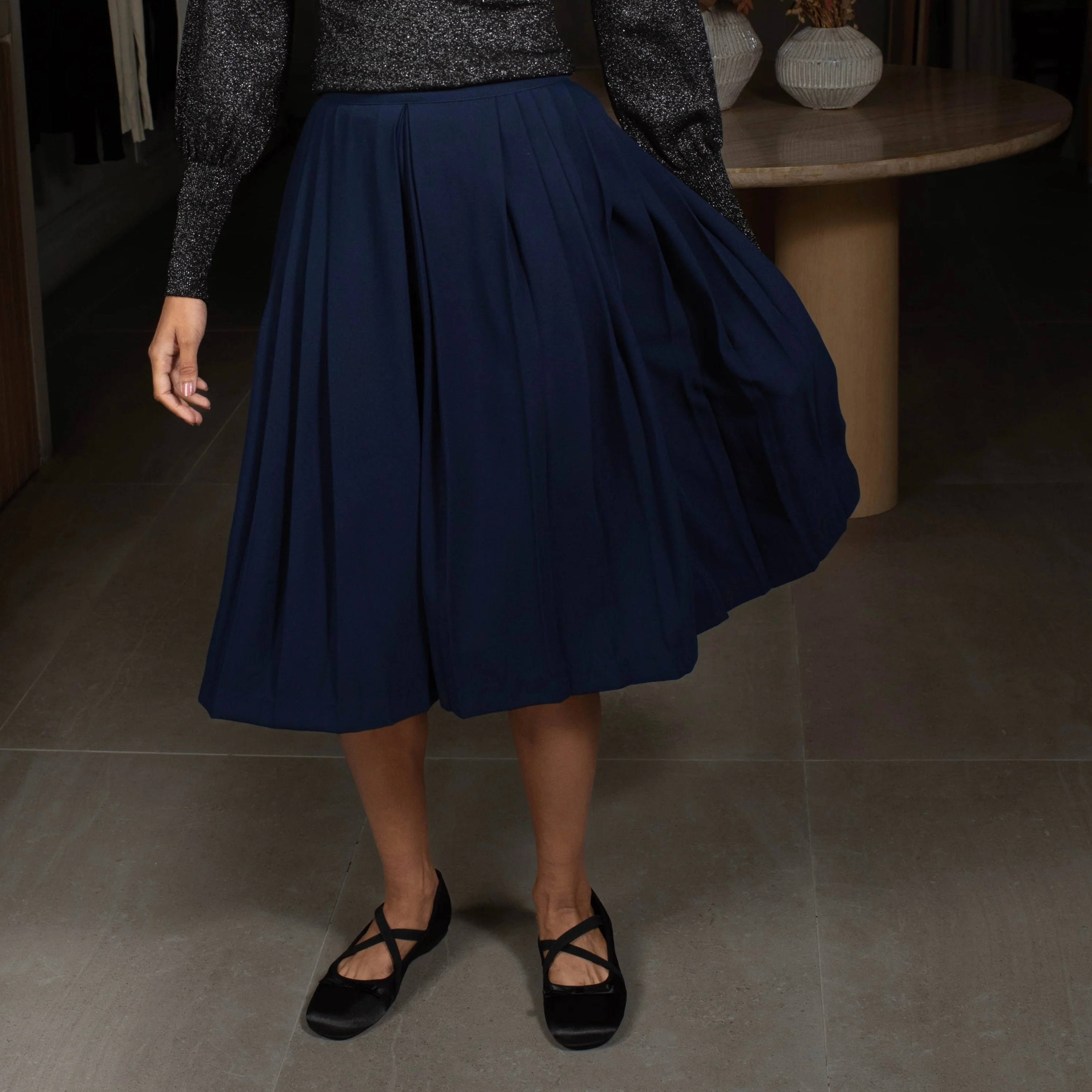 Pleated Panel Skirt | Navy [Final Sale] - Image 3