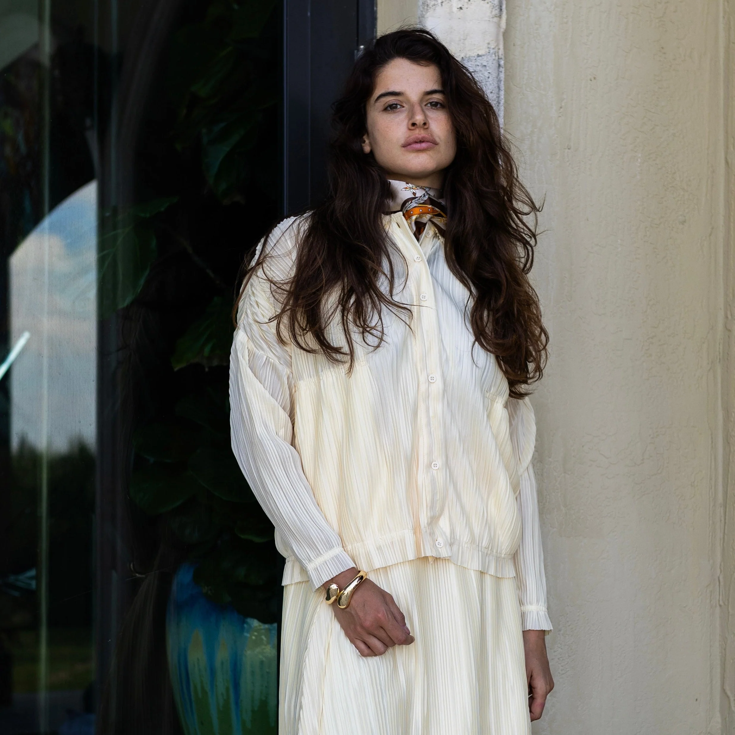 Plisse Blouse | Cream - Image 3