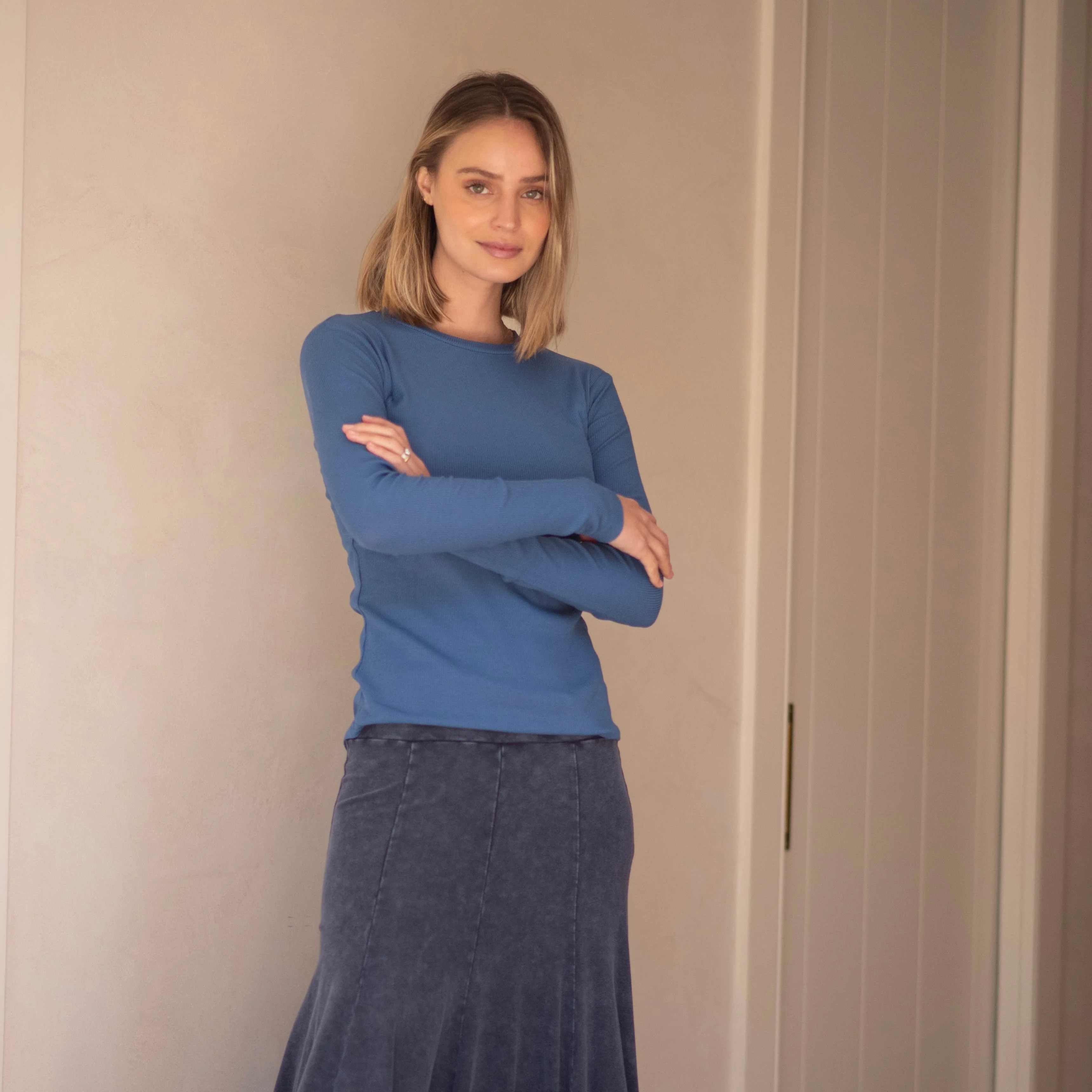 Ribbed Crewneck Tee | Periwinkle - Image 3