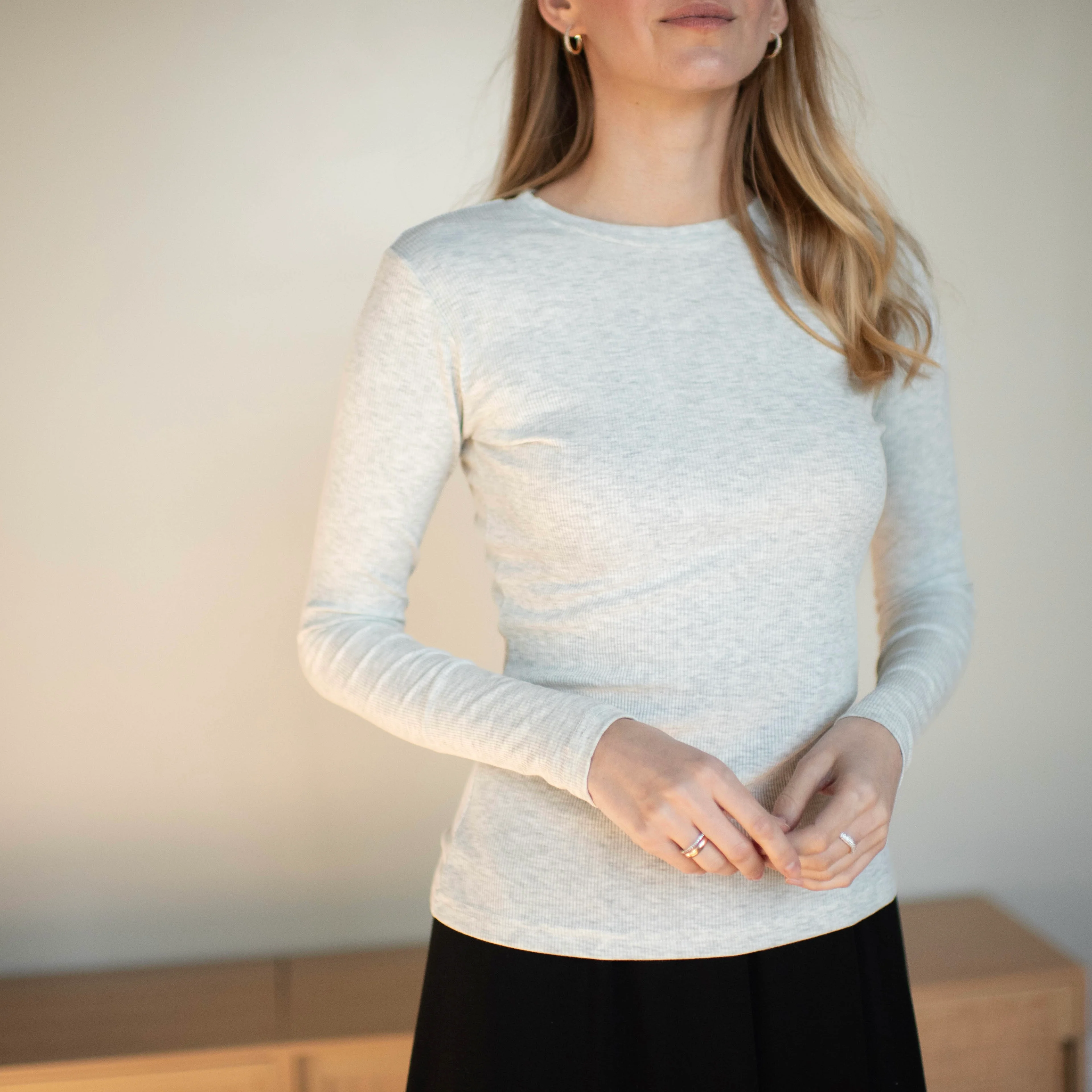 Ribbed Crewneck Tee | Light Grey - Image 4