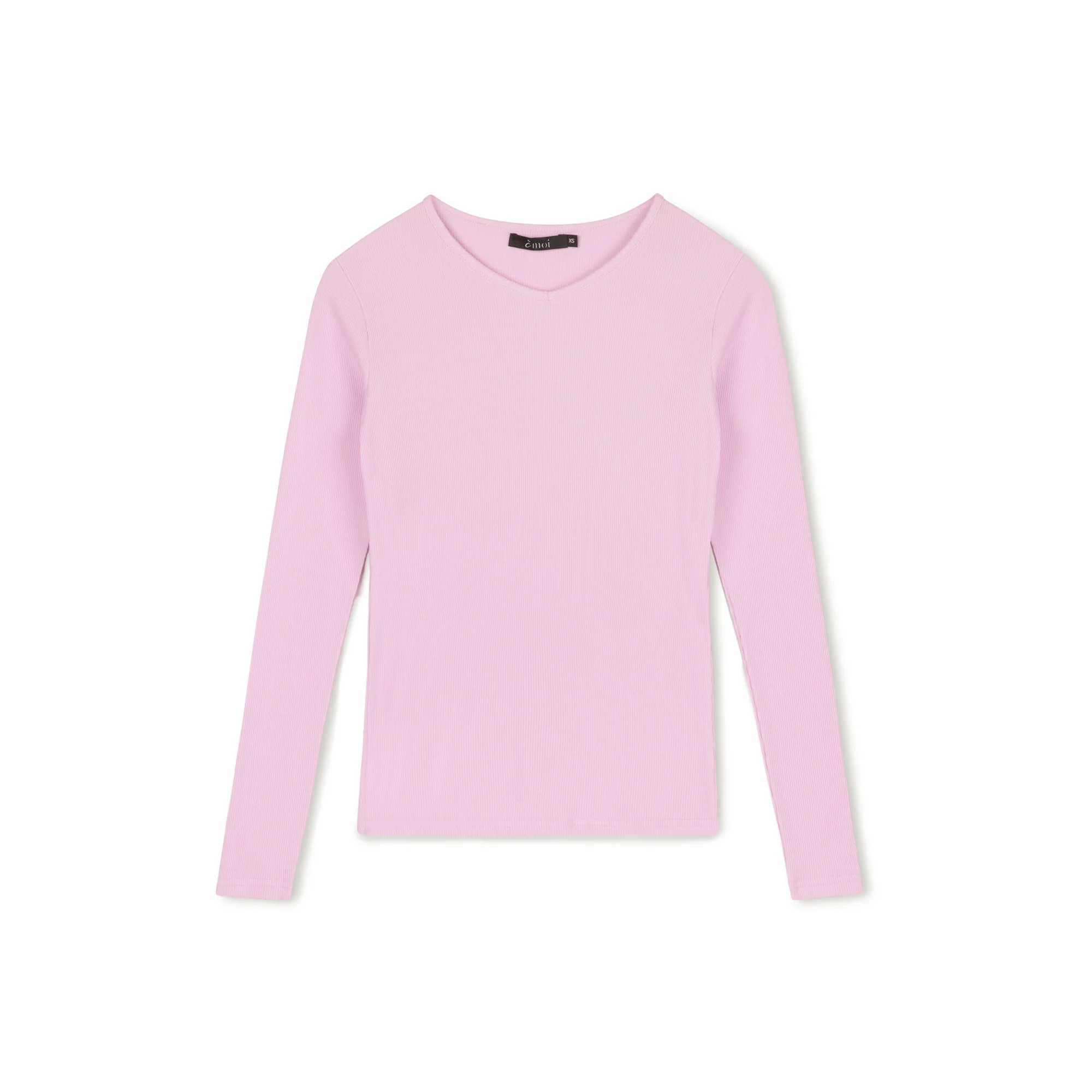 Ribbed V-Neck Tee | Light Pink - Image 6