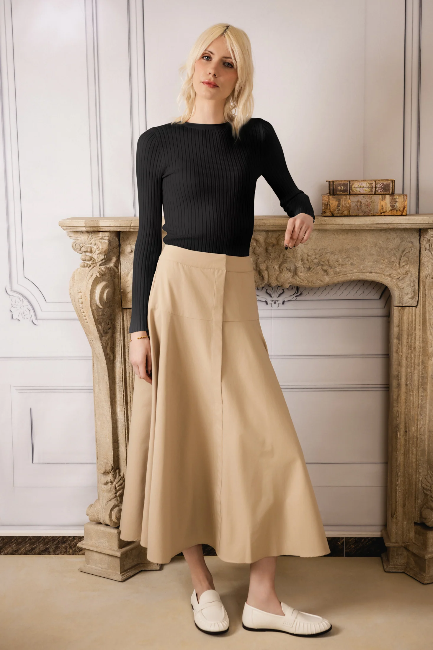 Rolled Collar Knit sweater | Black - Image 4