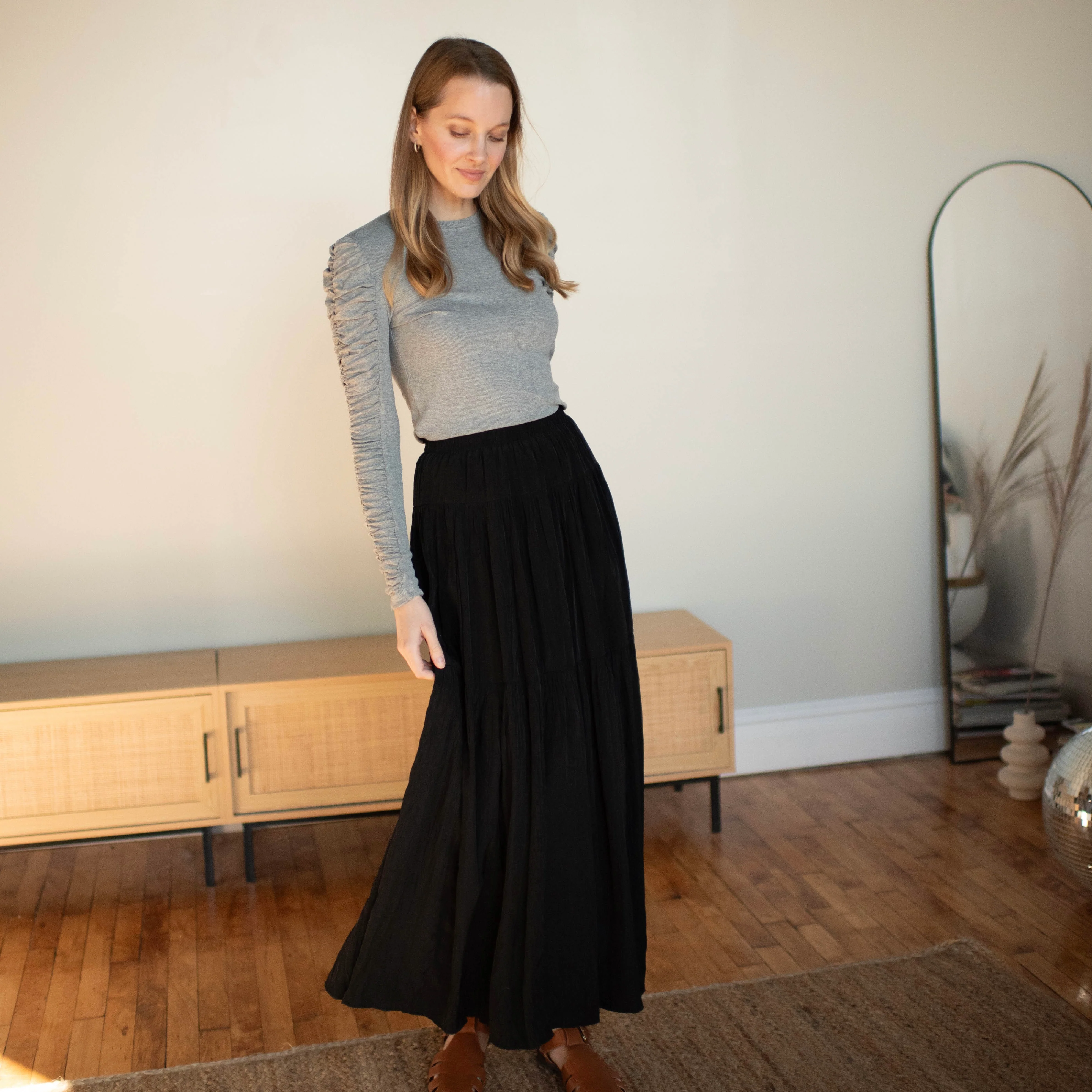 Ruched Sleeve Top | Gray [Final Sale] - Image 3