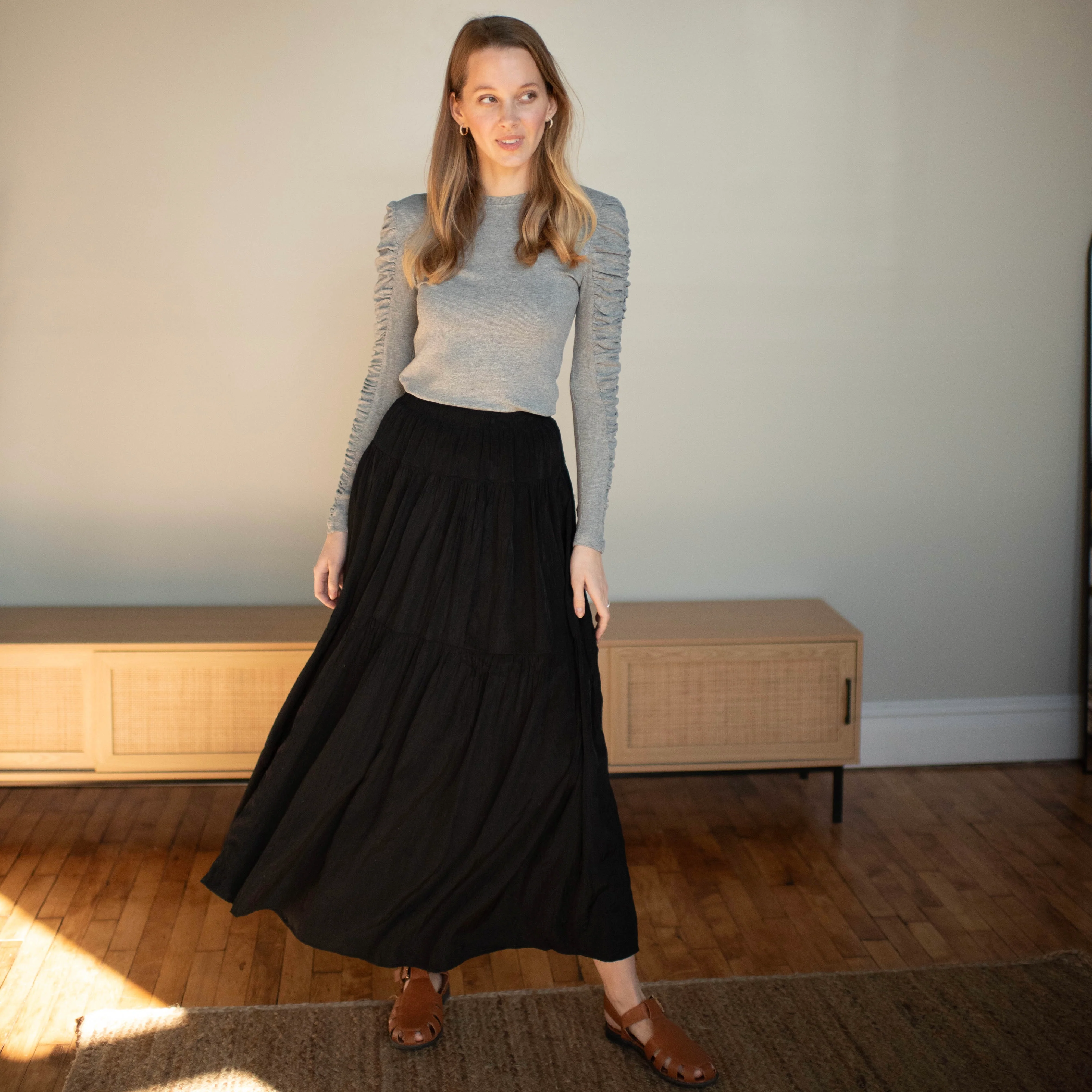 Ruched Sleeve Top | Gray [Final Sale] - Image 4