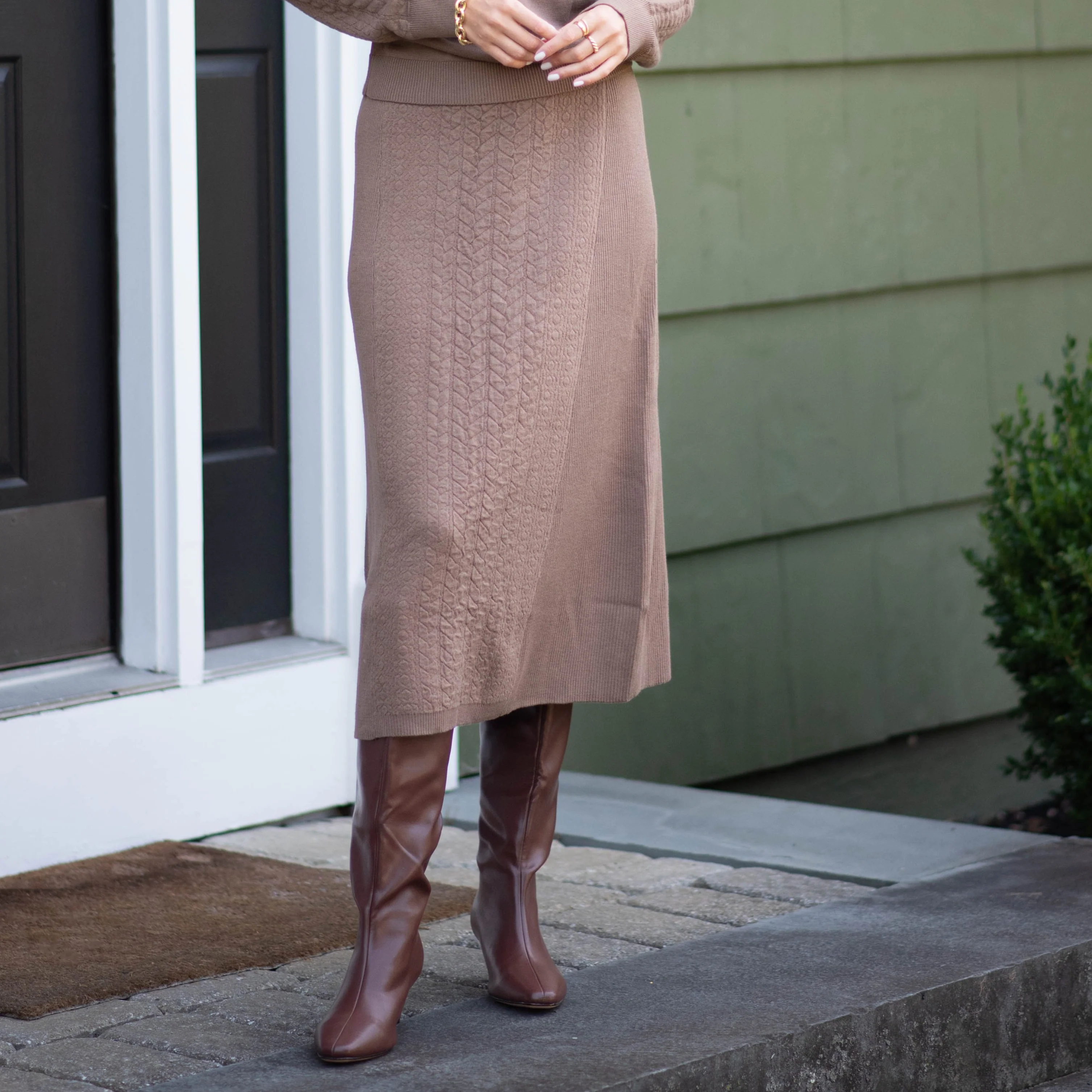 Sweater Knit Skirt | Brown [Final Sale] - Image 3