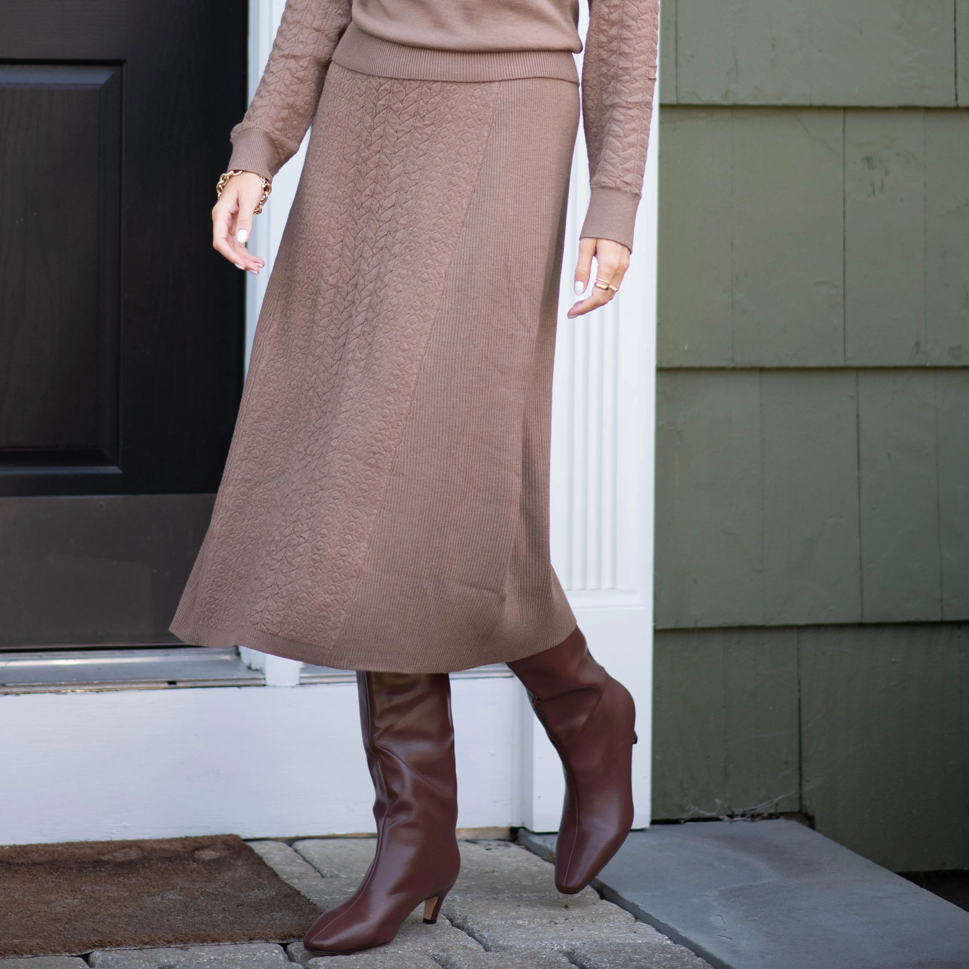 Sweater Knit Skirt | Brown [Final Sale] - Image 4