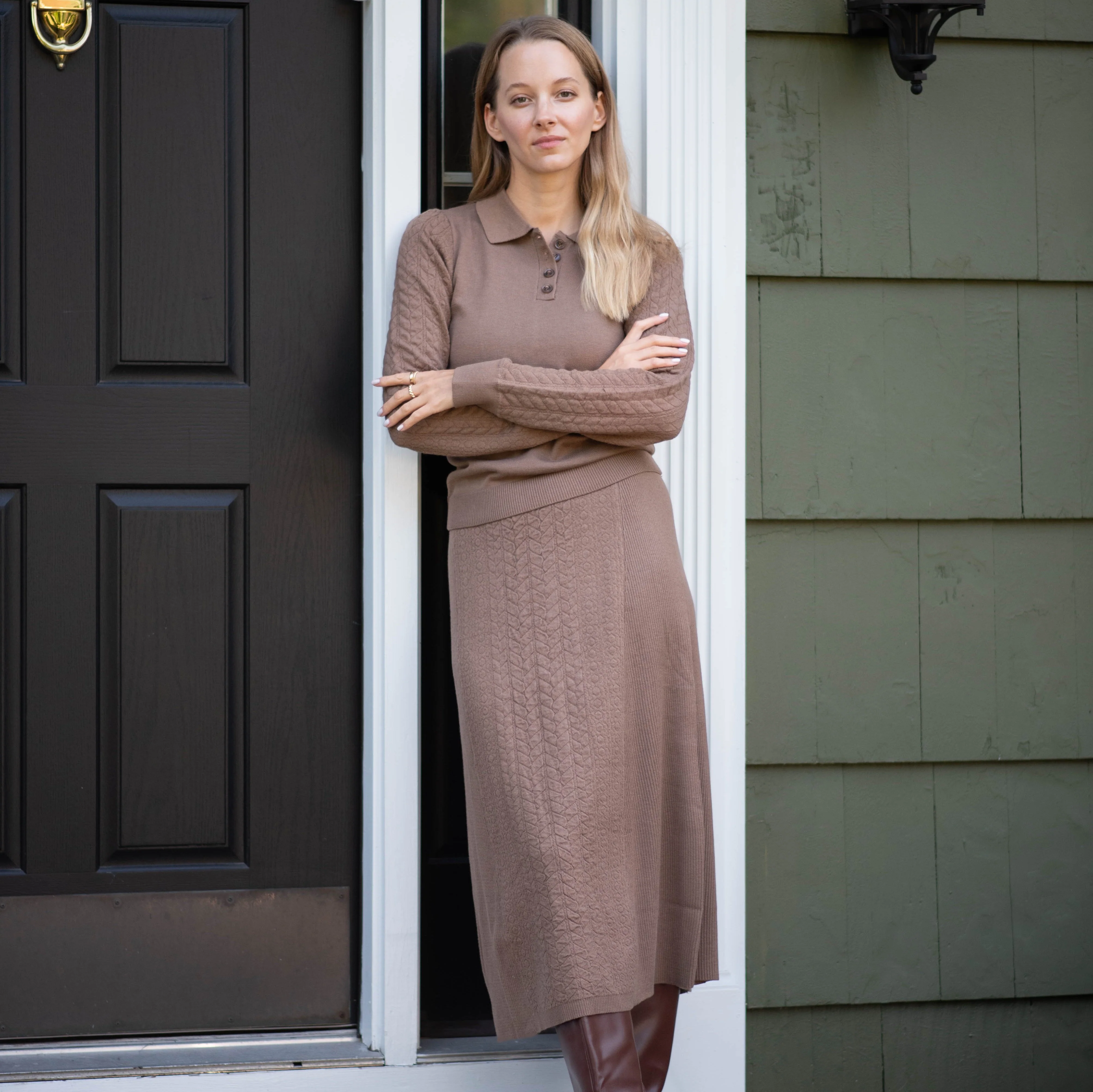 Sweater Knit Skirt | Brown [Final Sale] - Image 5