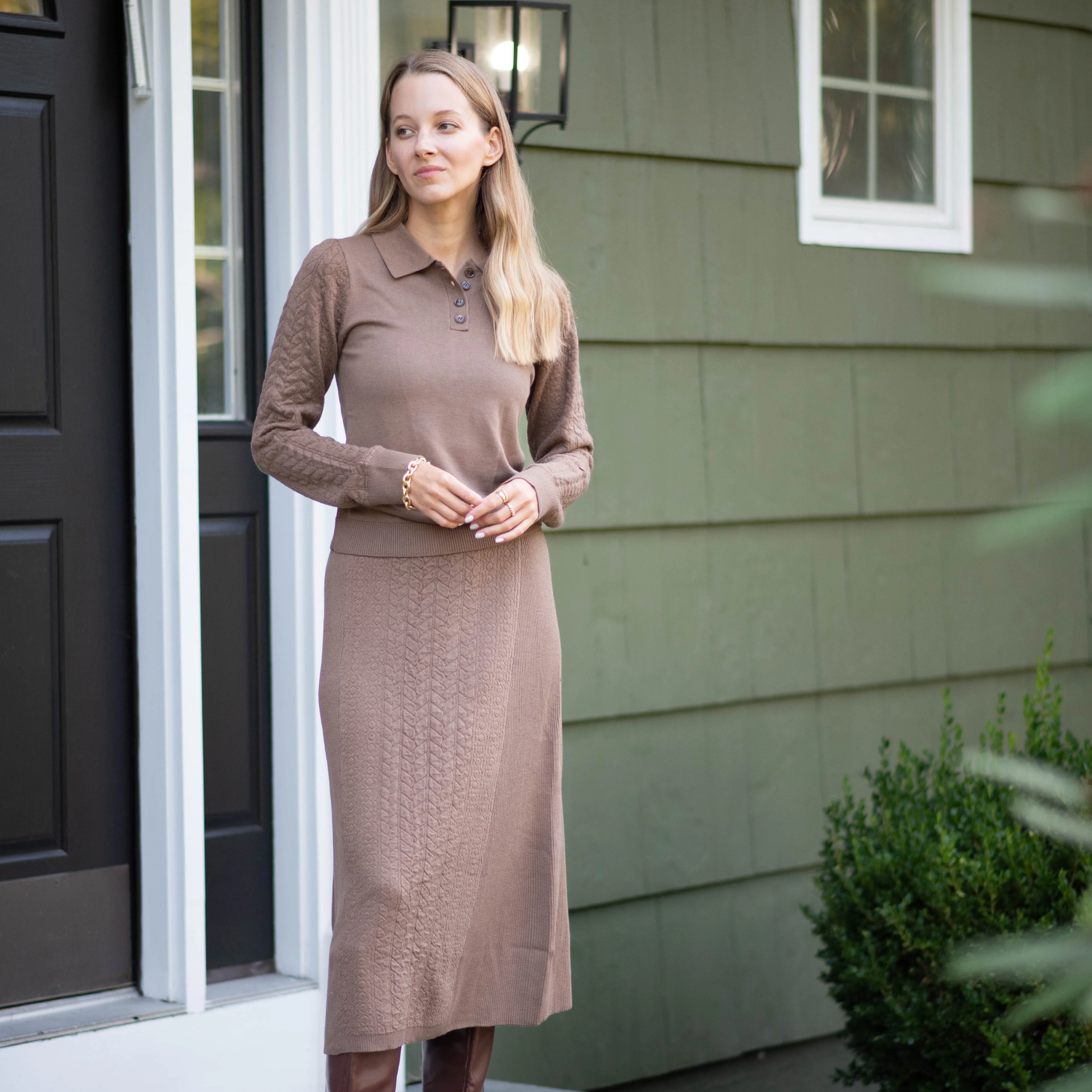 Sweater Knit Skirt | Brown [Final Sale] - Image 6