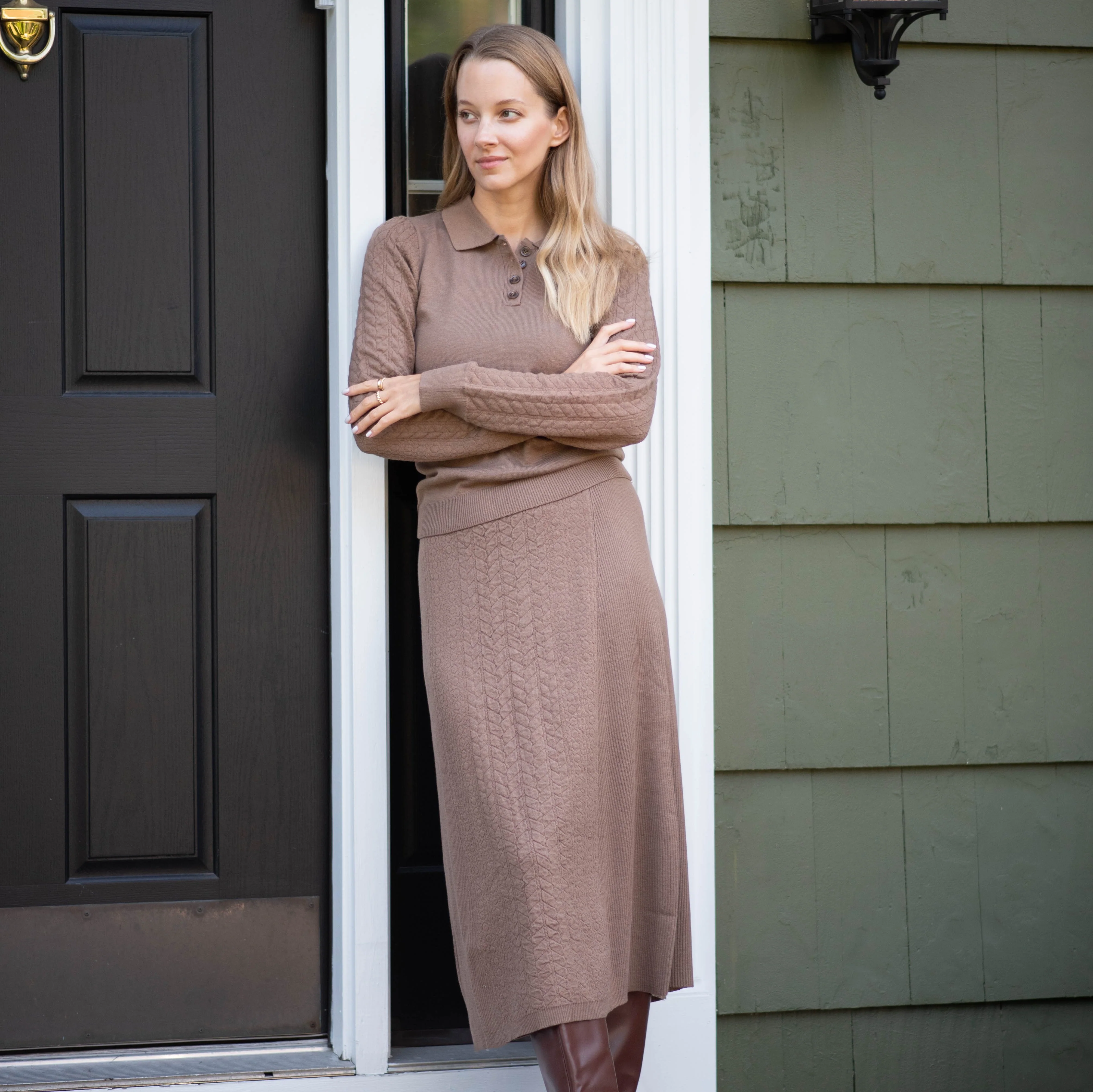 Sweater Knit Skirt | Brown [Final Sale] - Image 7
