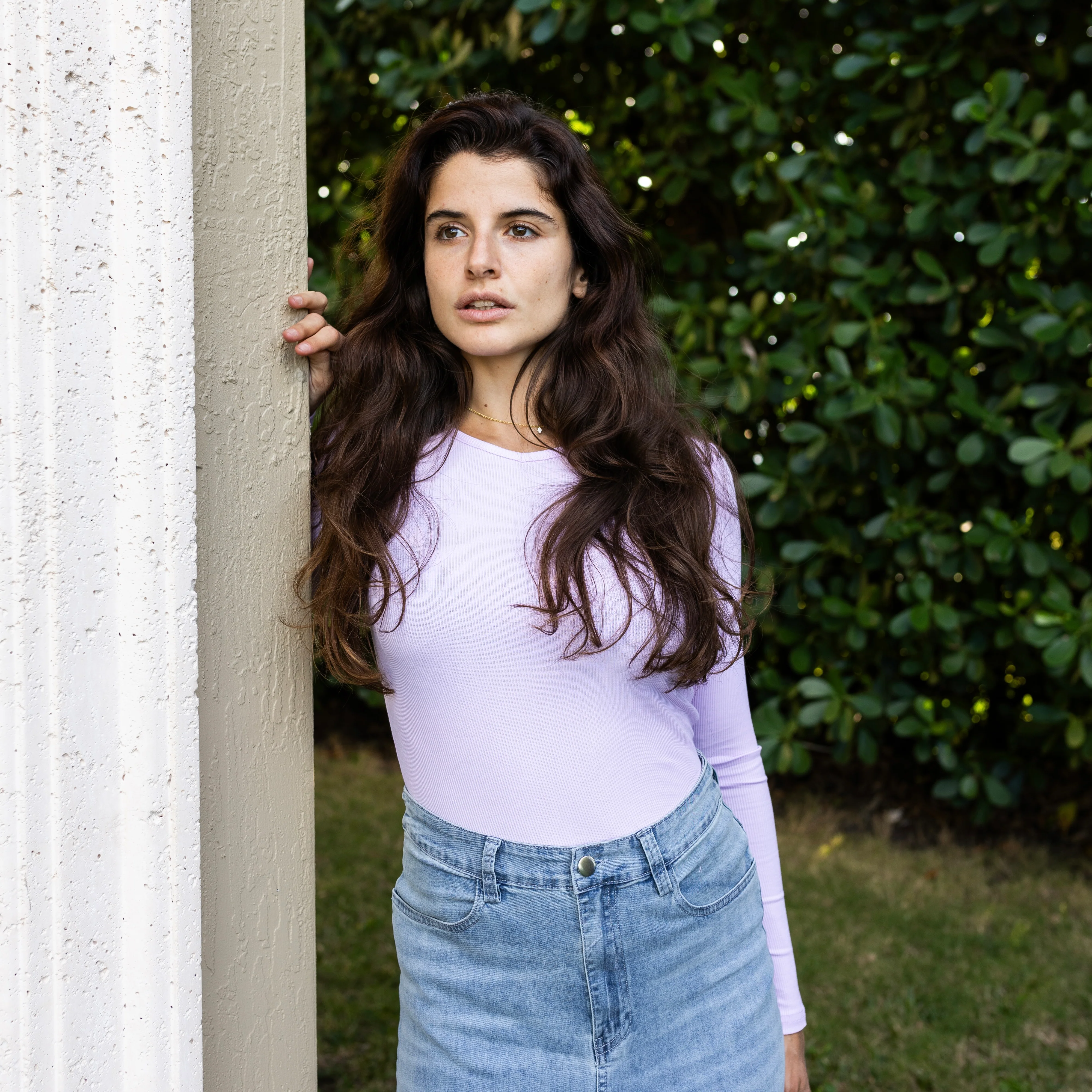 Ribbed V-neck Tee | Lavender - Image 3