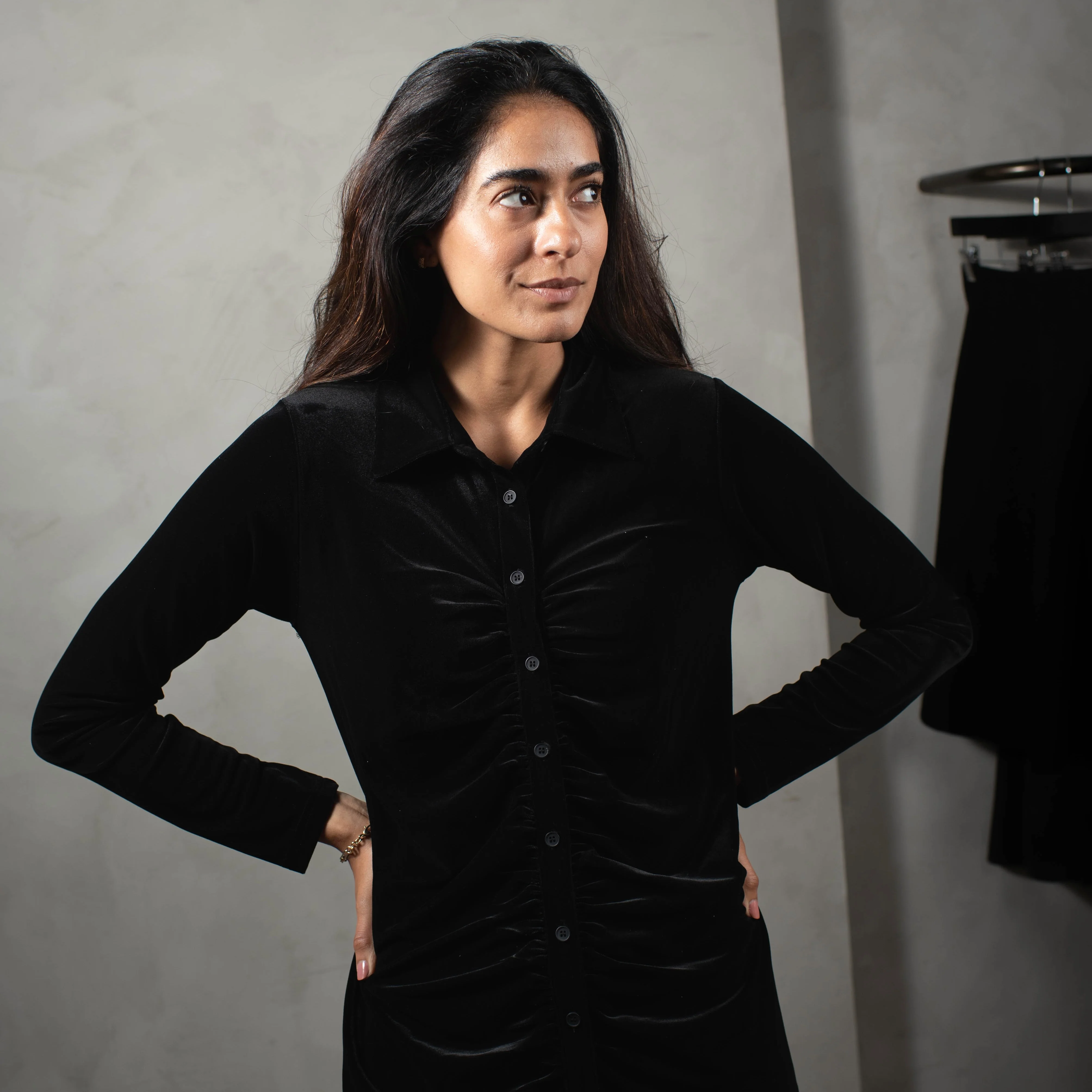 Velour Ruched Dress | Black [Final Sale] - Image 5